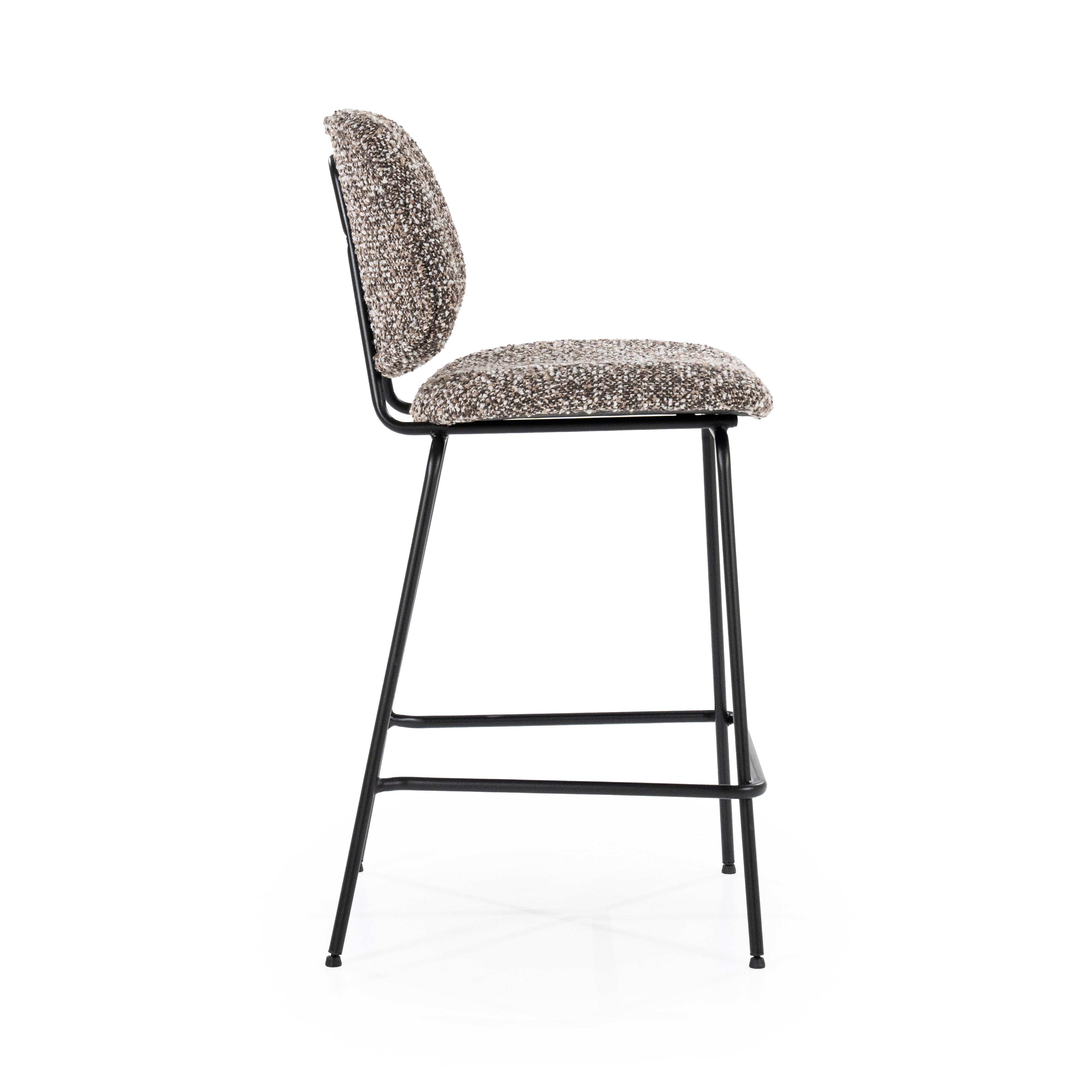 Hocker JON grijs gemêleerd met zwarte basis