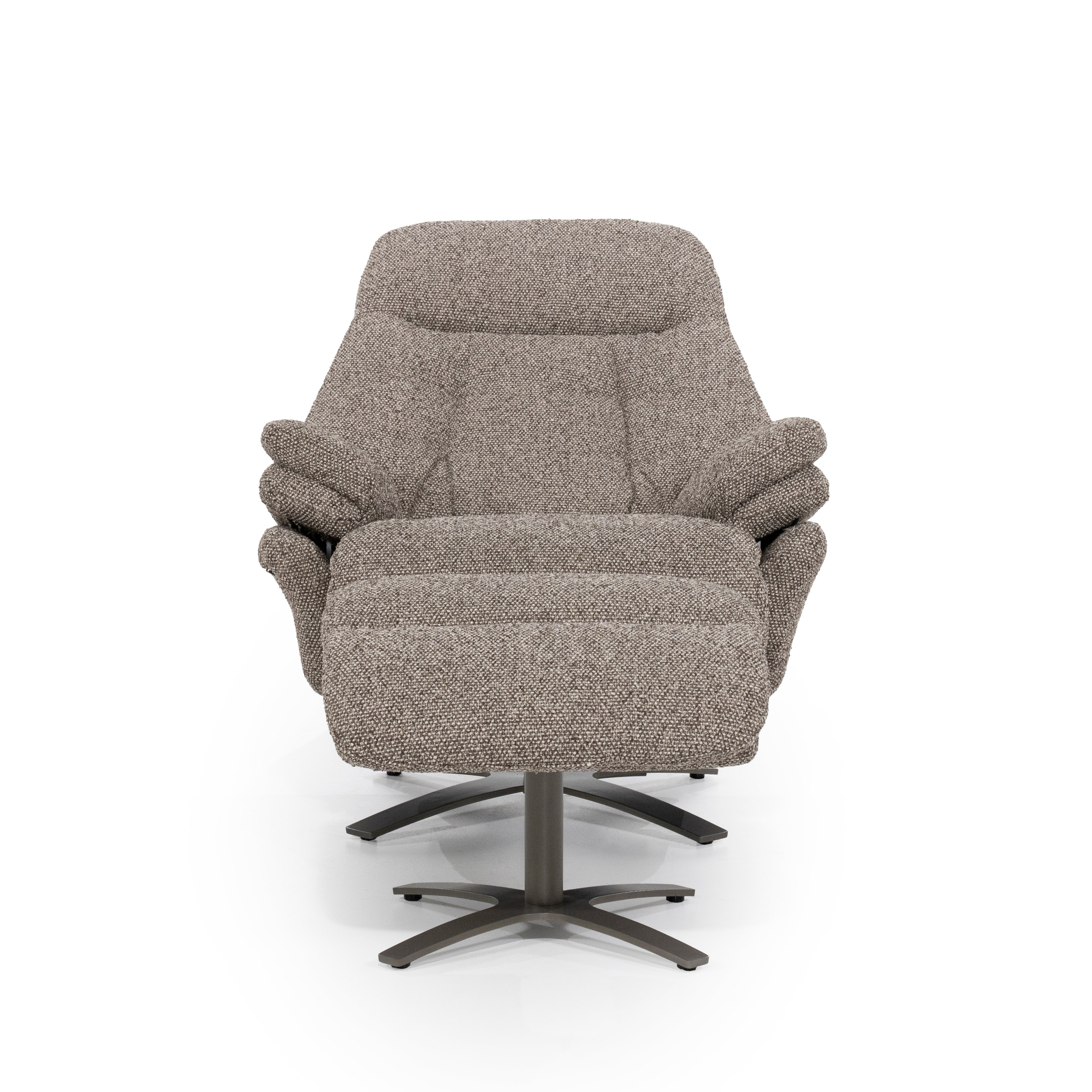 CALEB Dark Beige Armchair with Black Base and Footrest