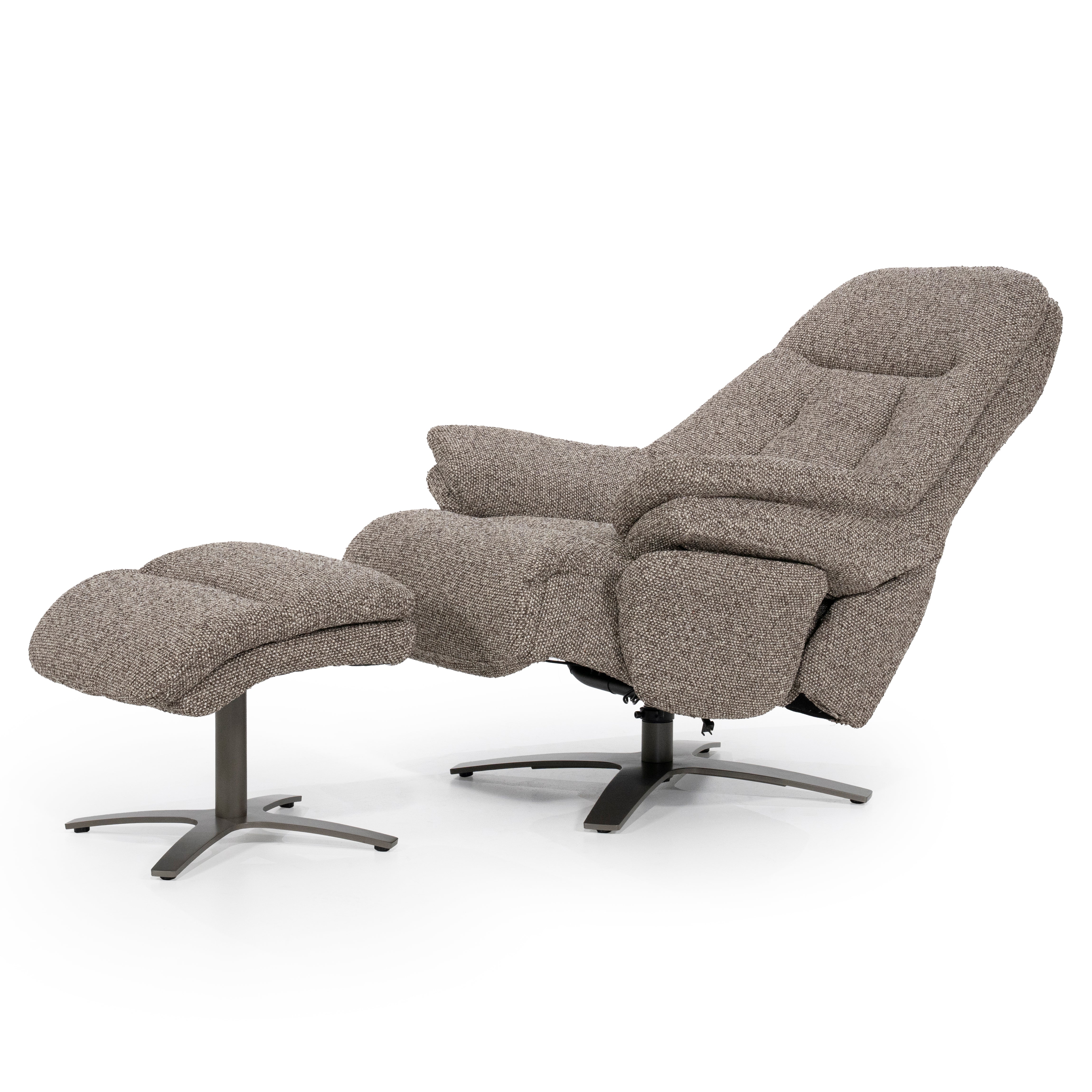 CALEB Dark Beige Armchair with Black Base and Footrest