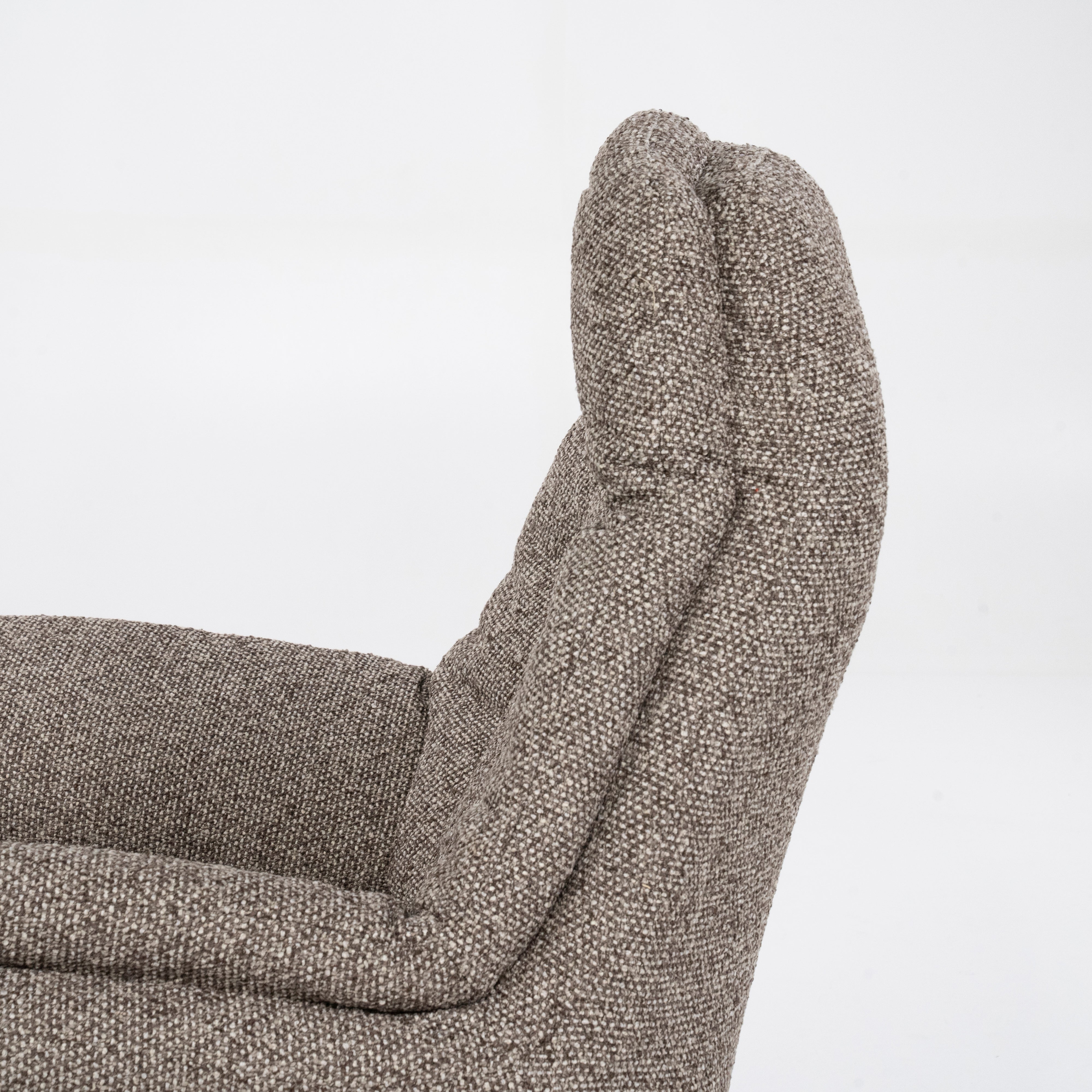 CALEB Dark Beige Armchair with Black Base and Footrest