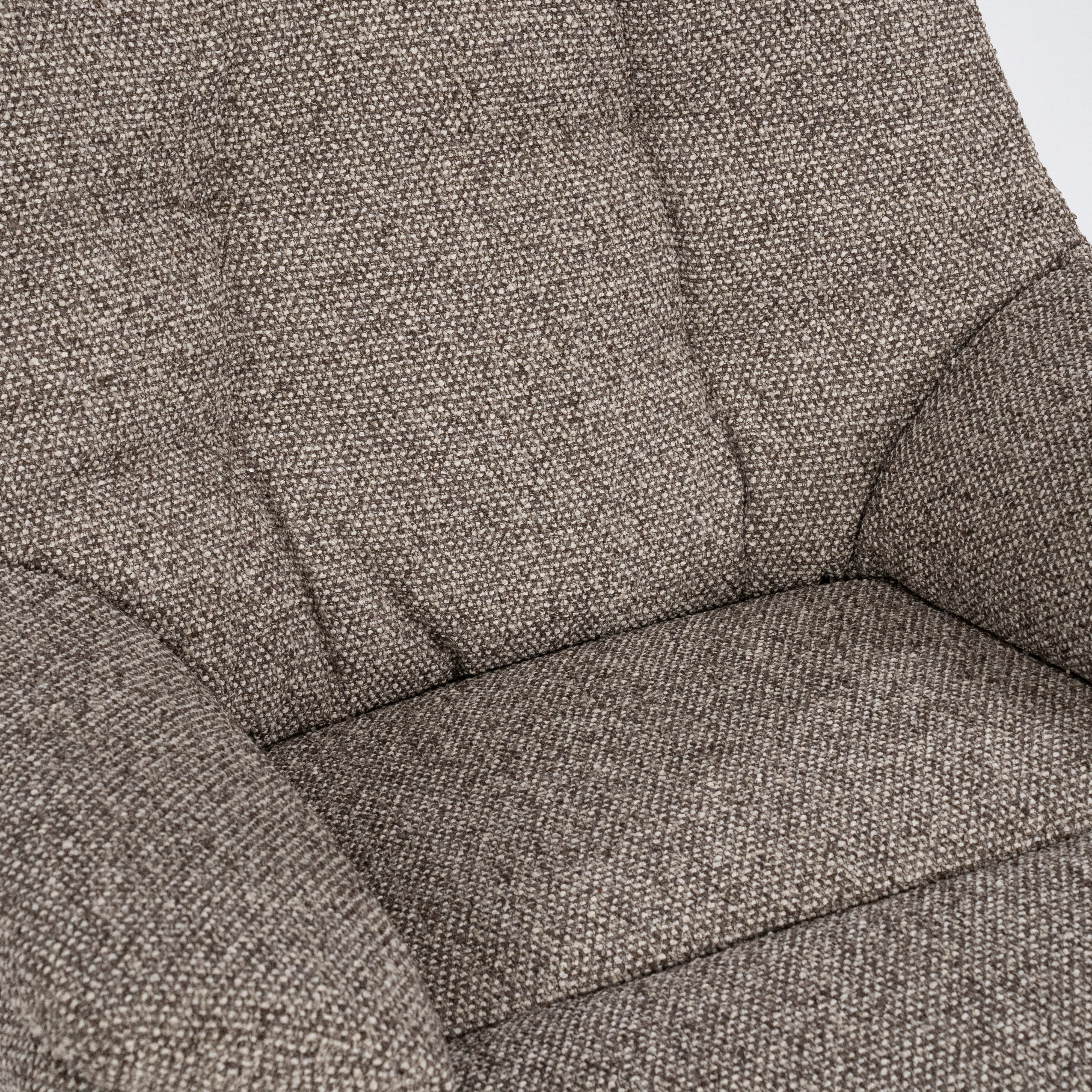 CALEB Dark Beige Armchair with Black Base and Footrest