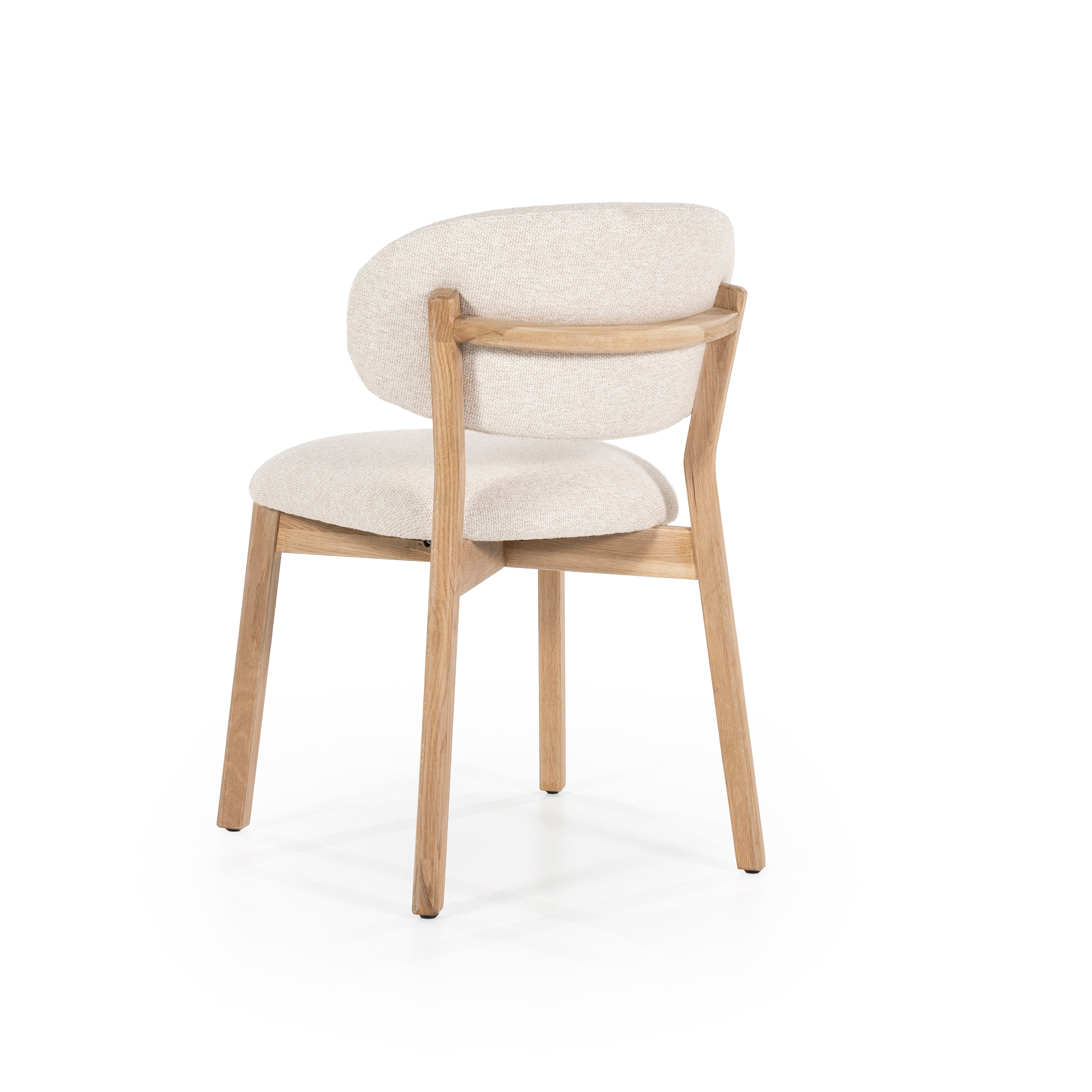 Stoel MIKKY beige met eikenhouten basis