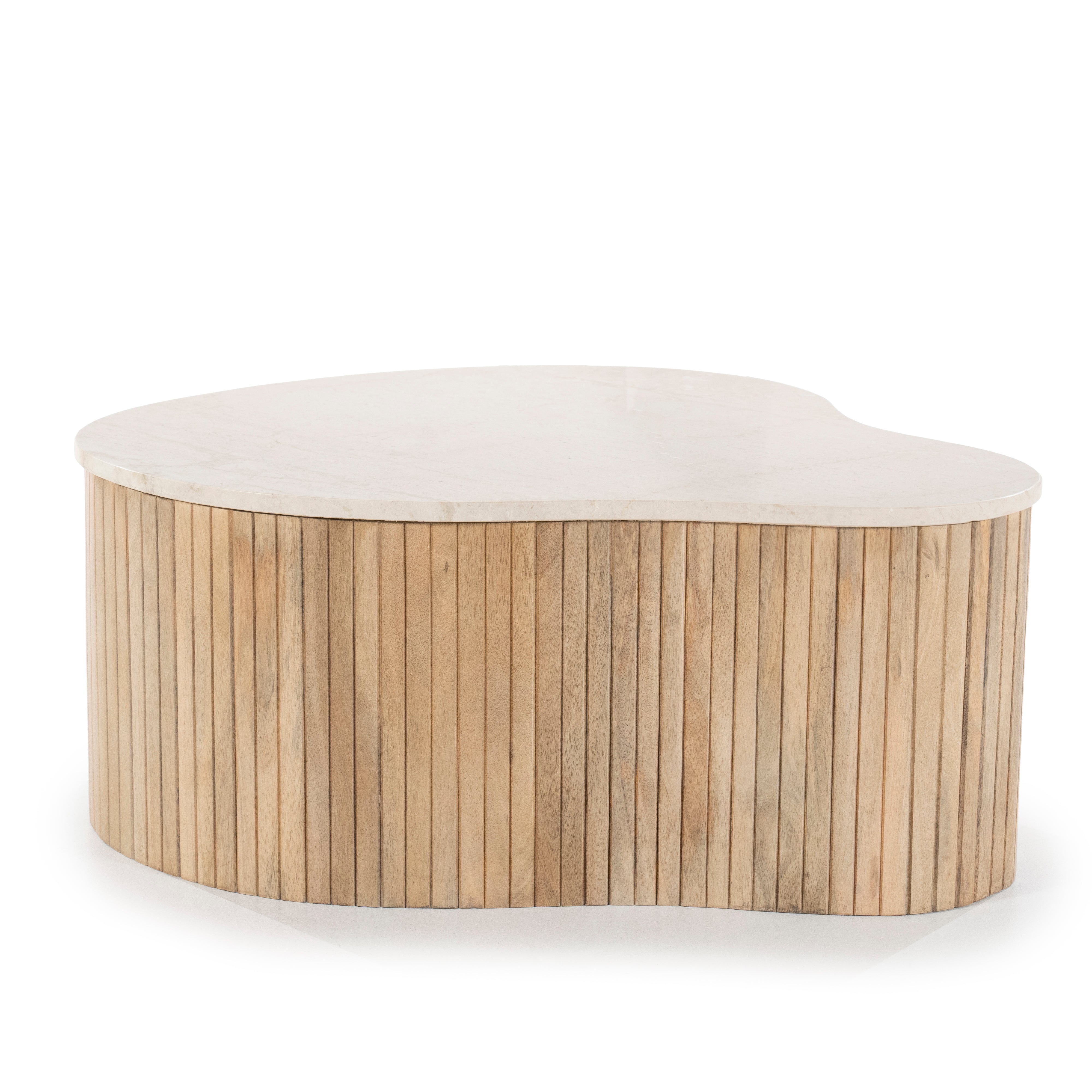 KIRA Couchtisch aus Mangoholz mit Marmorplatte