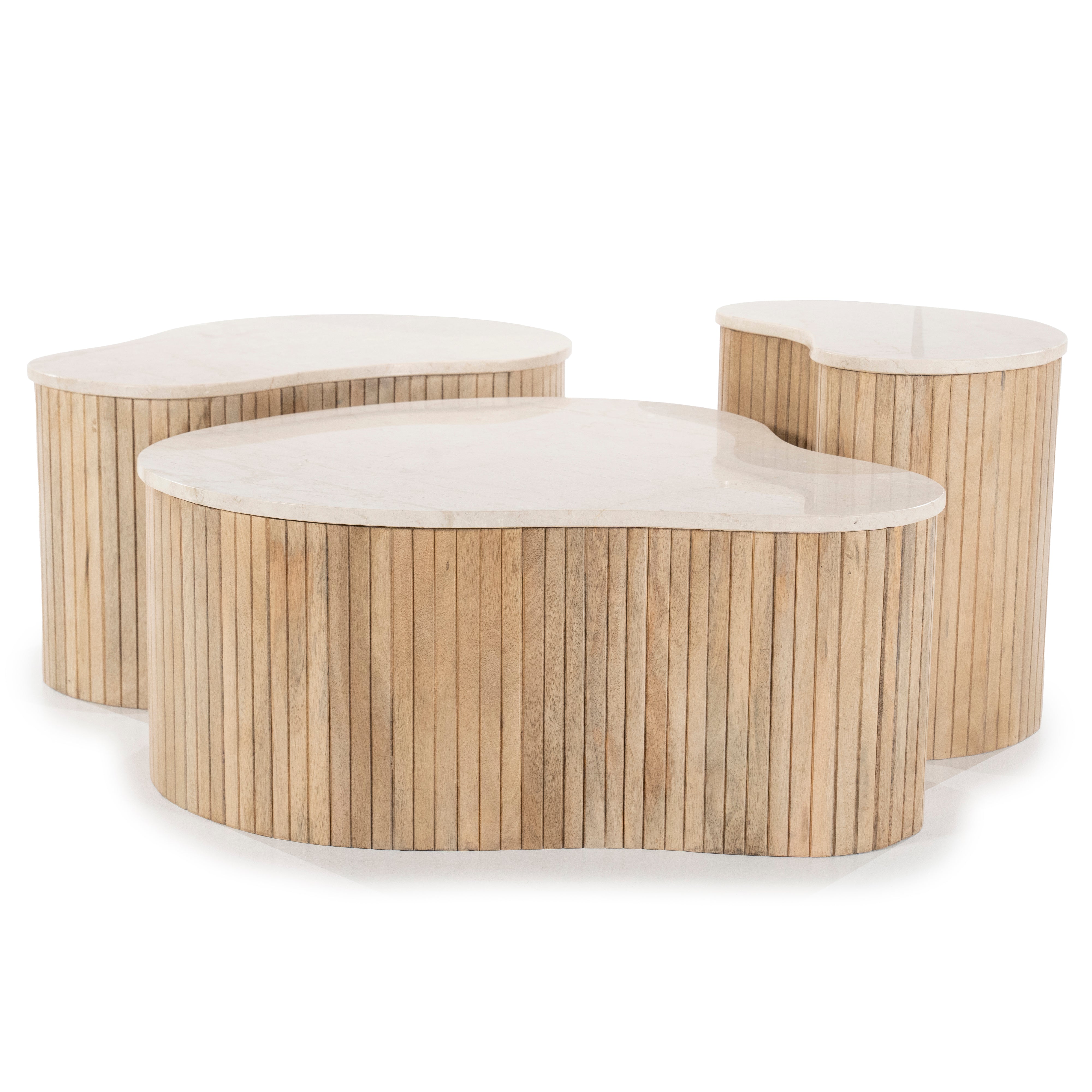 KIRA Couchtisch aus Mangoholz mit Marmorplatte