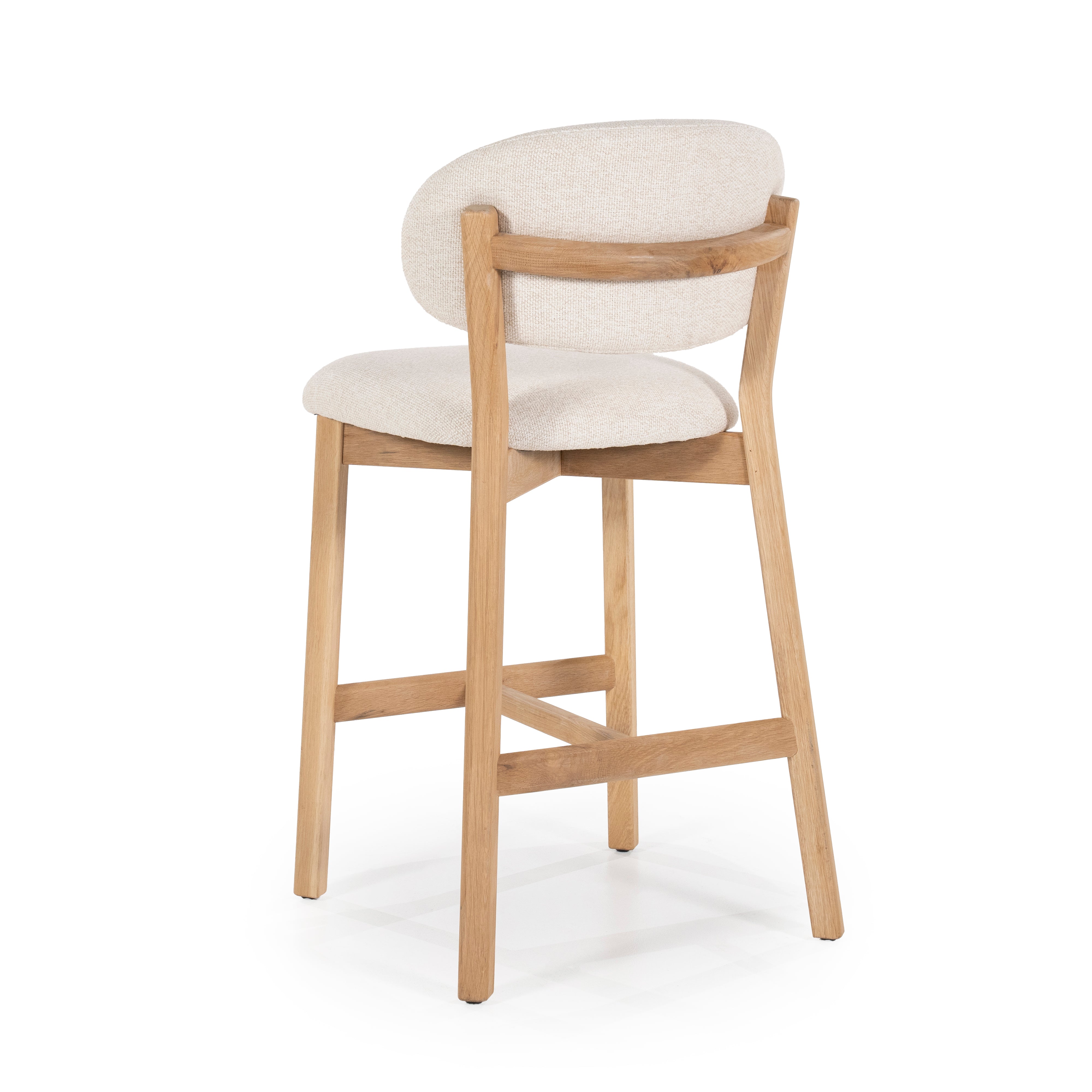 Hocker MIKKY beige mit Eichenbasis