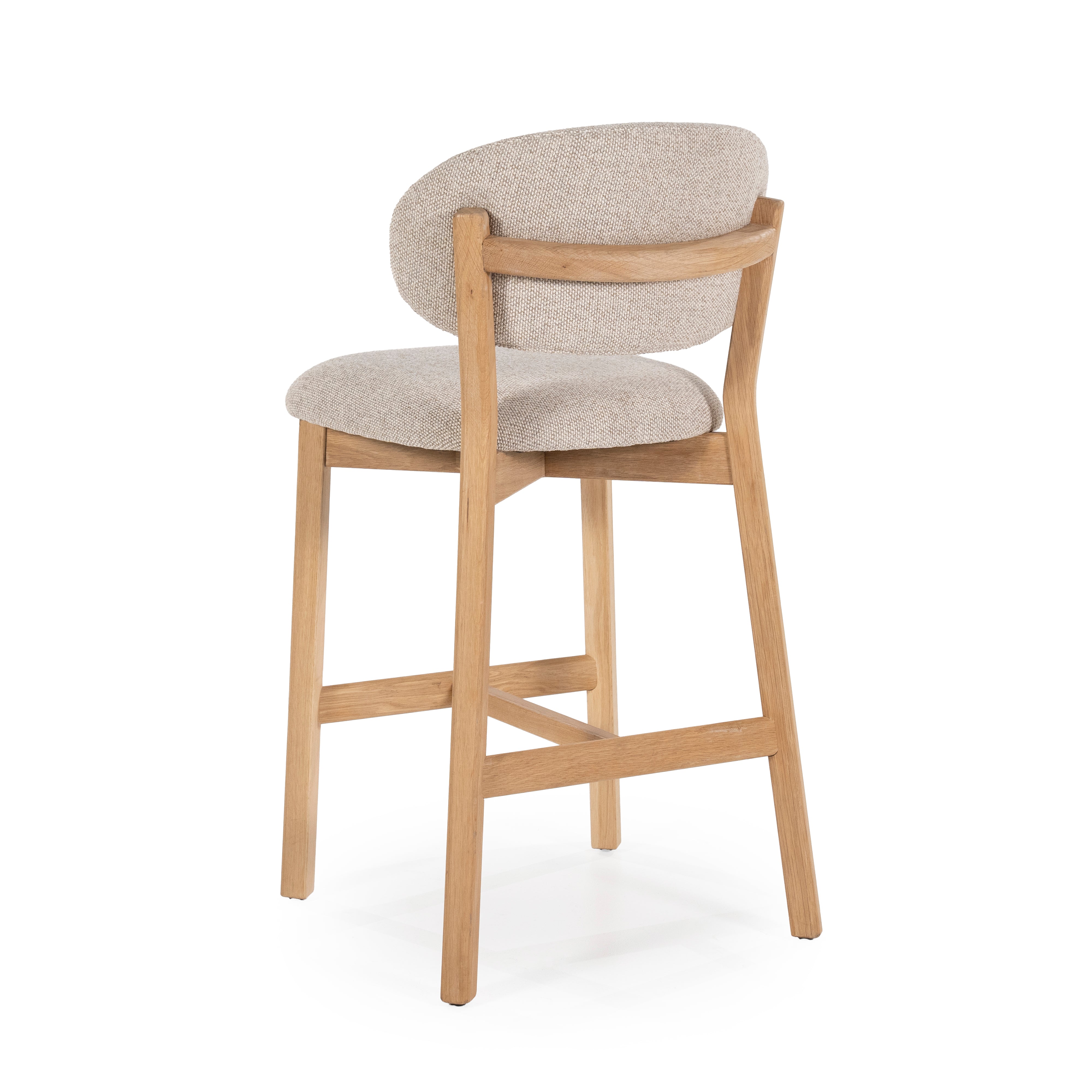 MIKKY taupe stool with oak base