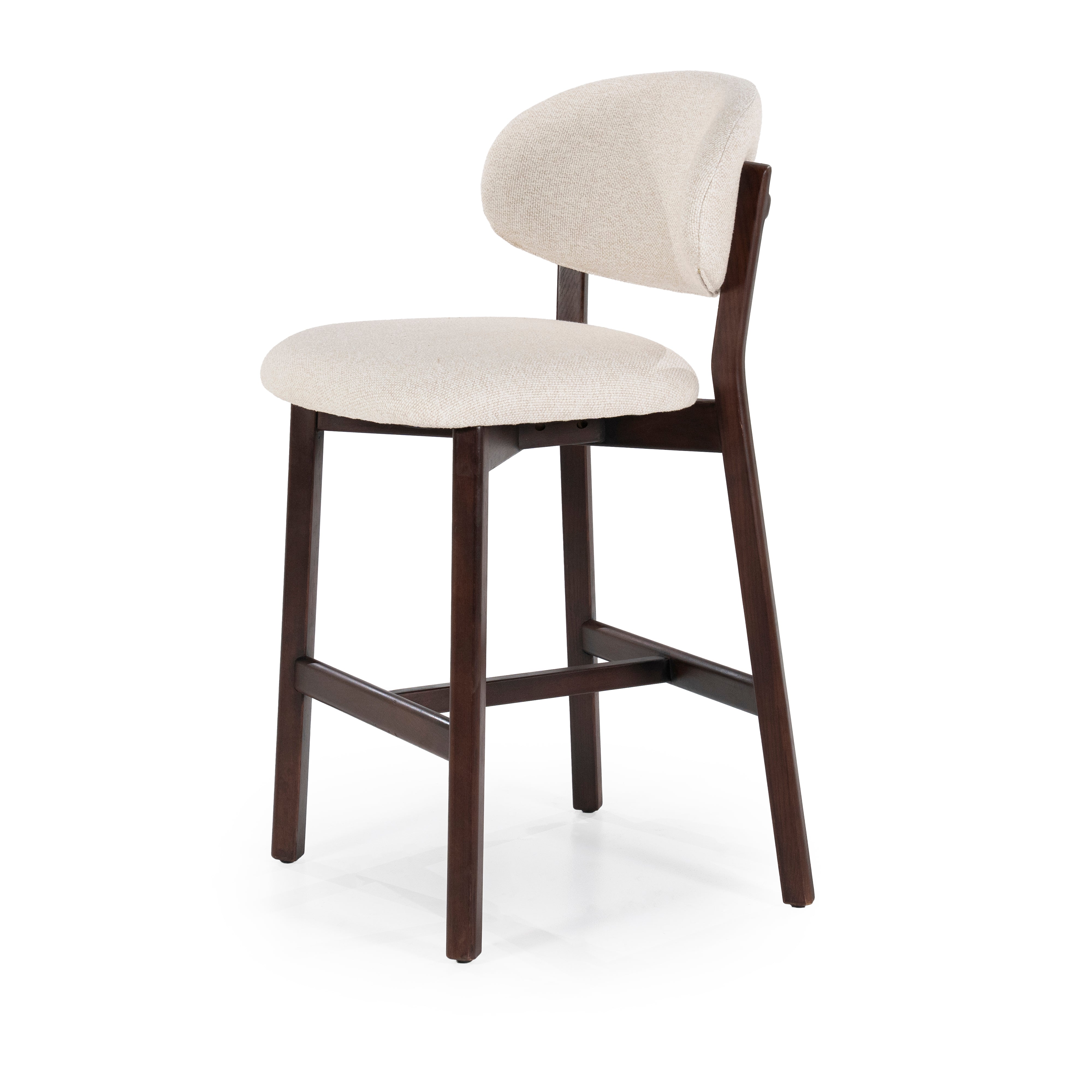 Hocker MIKKY beige mit dunklem Eichenfuß