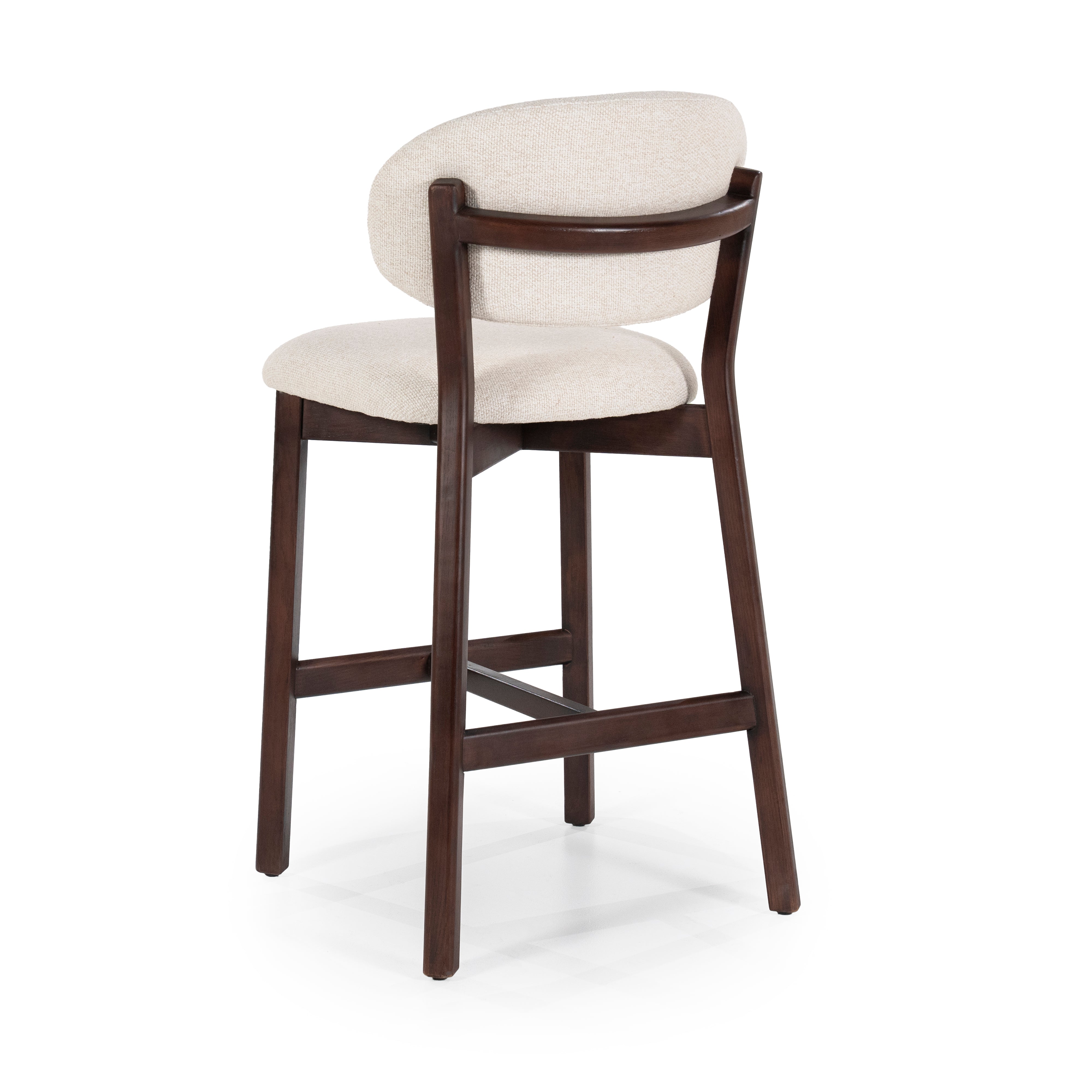 Hocker MIKKY beige mit dunklem Eichenfuß