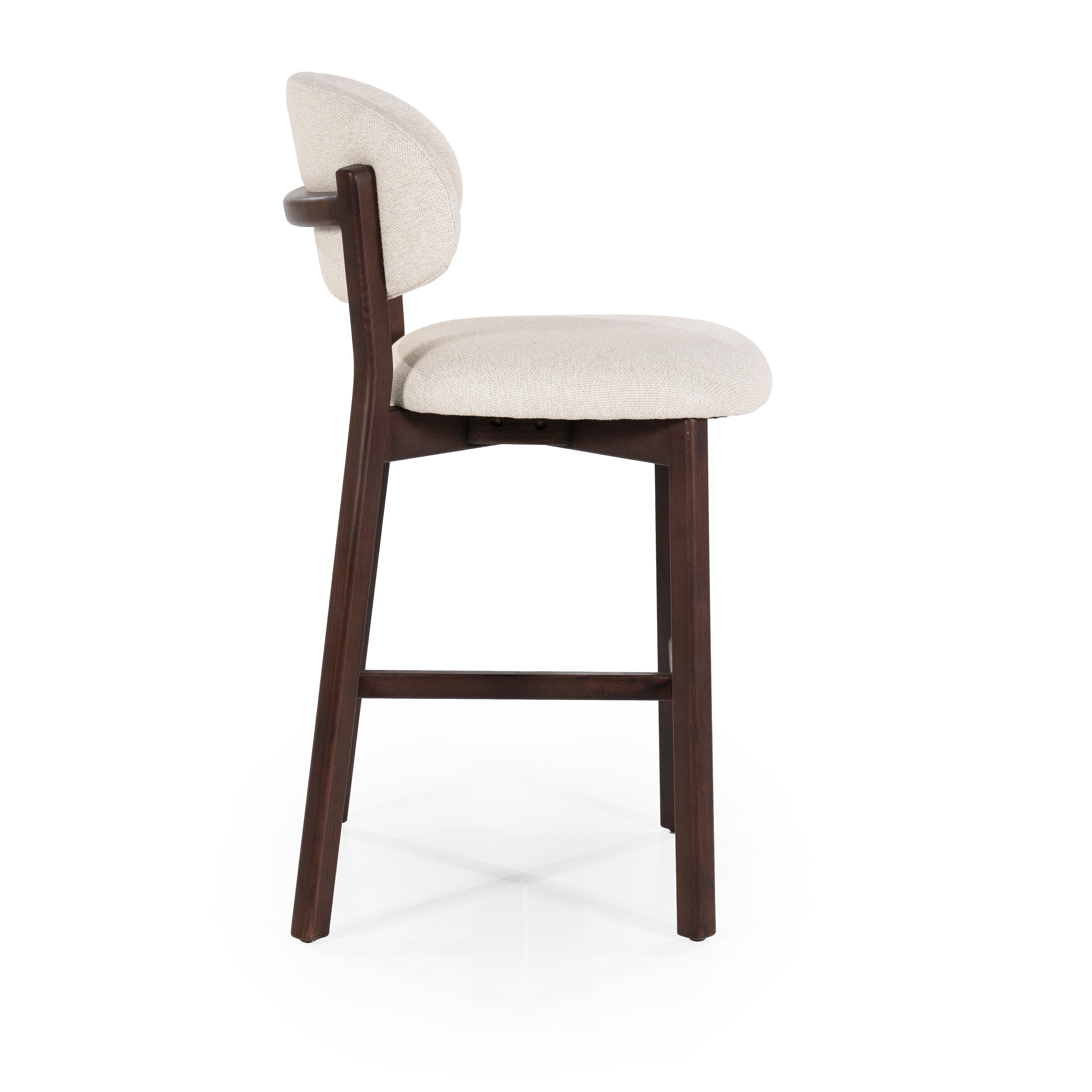 Hocker MIKKY beige mit dunklem Eichenfuß