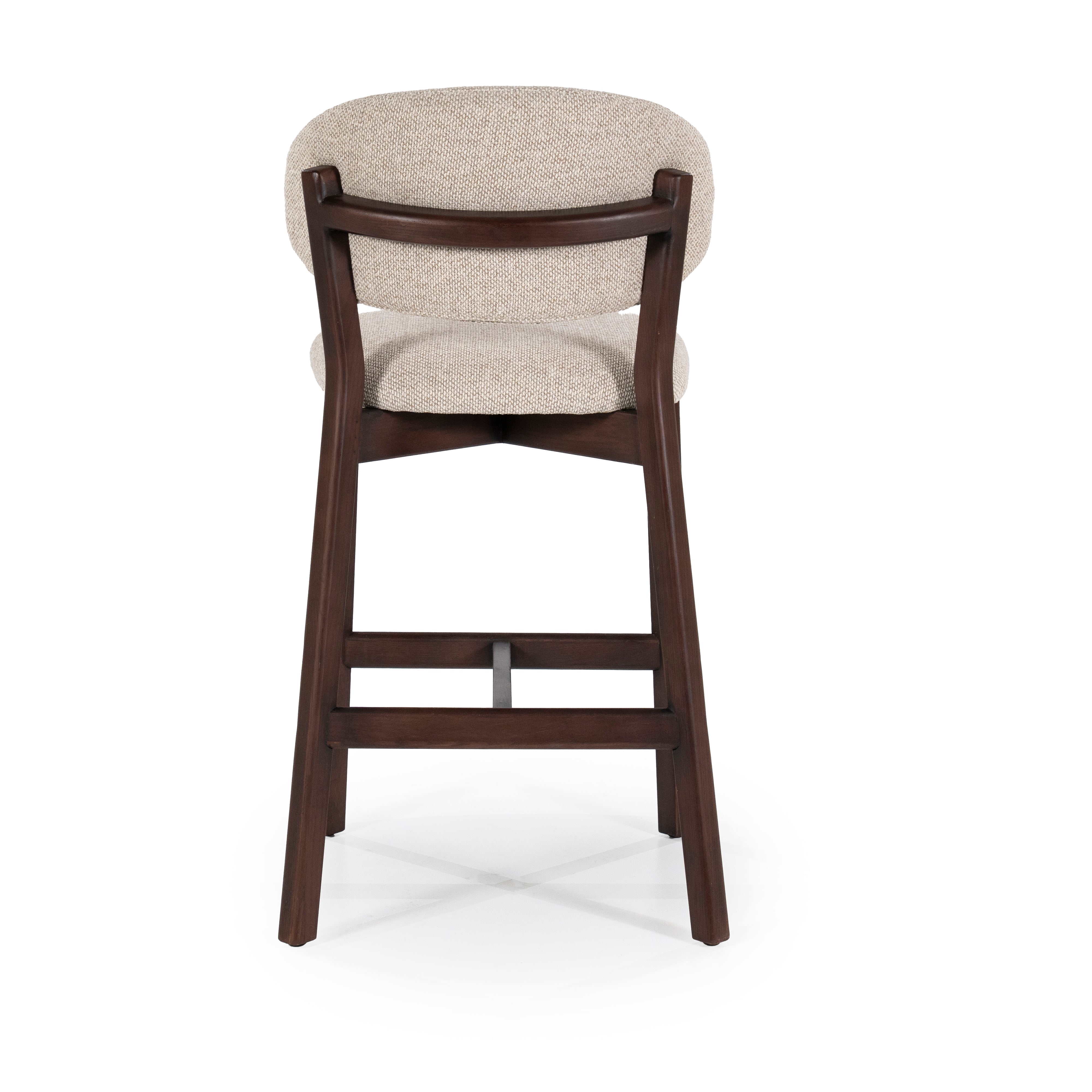 MIKKY taupe stool with a dark oak base