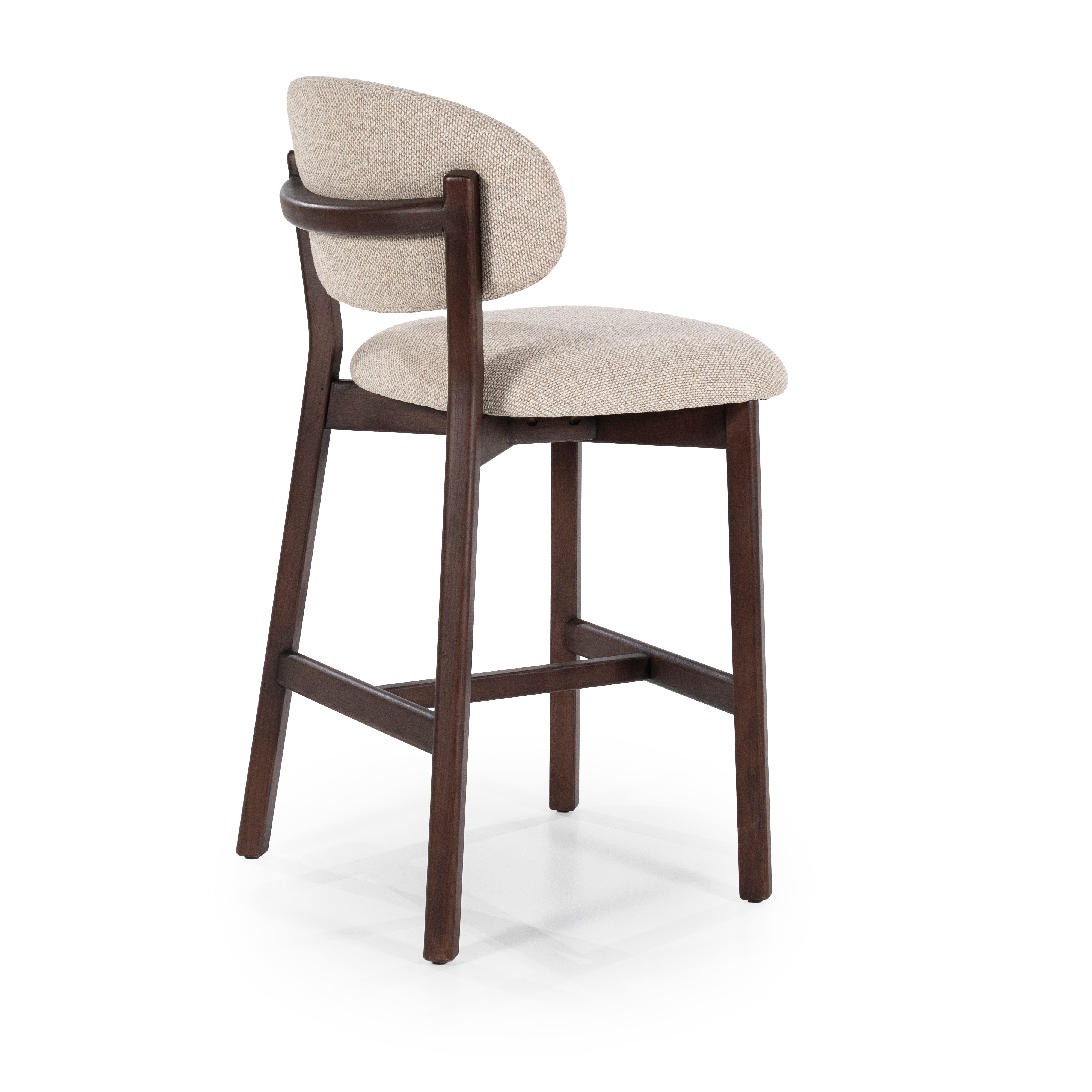 MIKKY taupe stool with a dark oak base