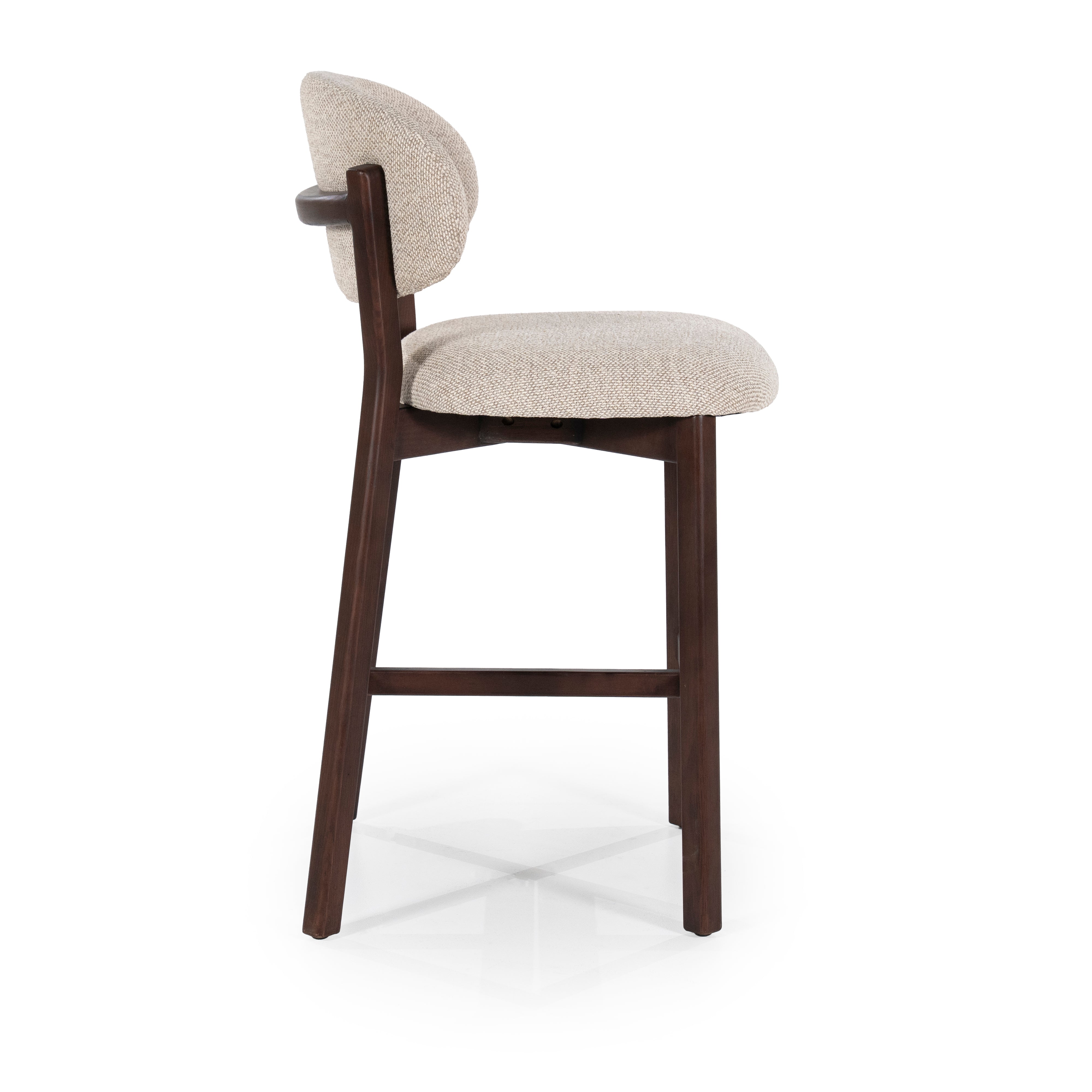 MIKKY taupe stool with a dark oak base