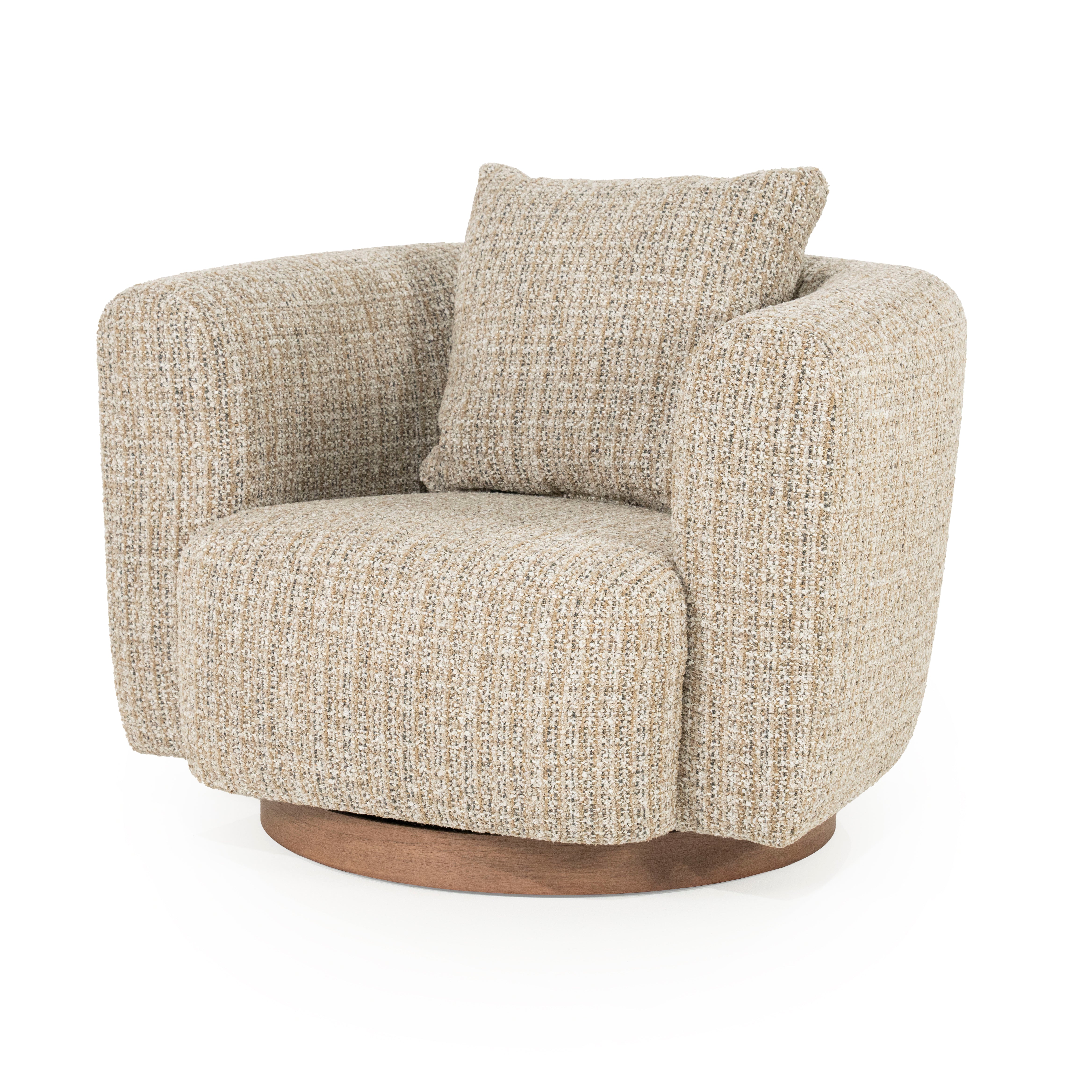 Draaistoel JORDAN beige met houten basis