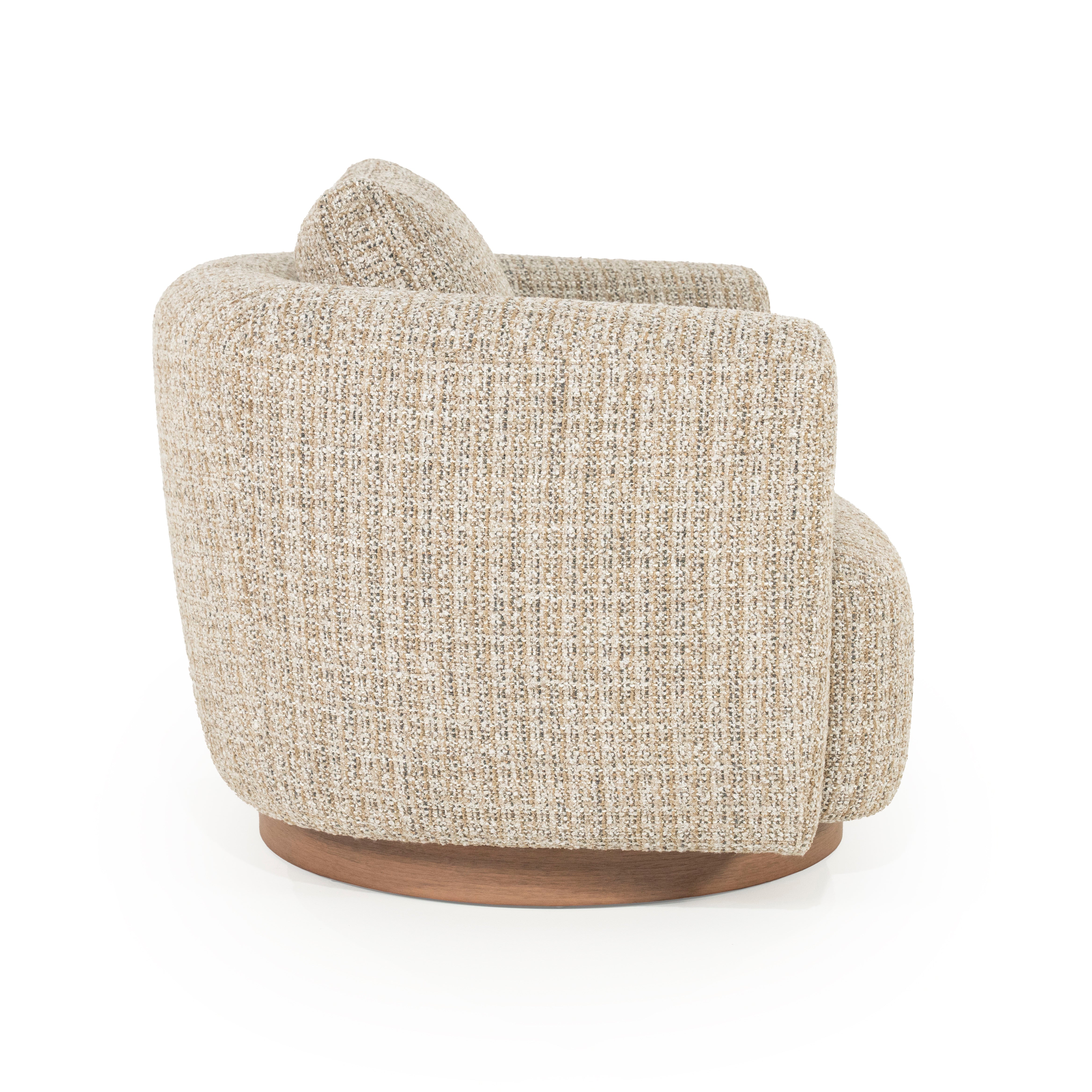 Draaistoel JORDAN beige met houten basis