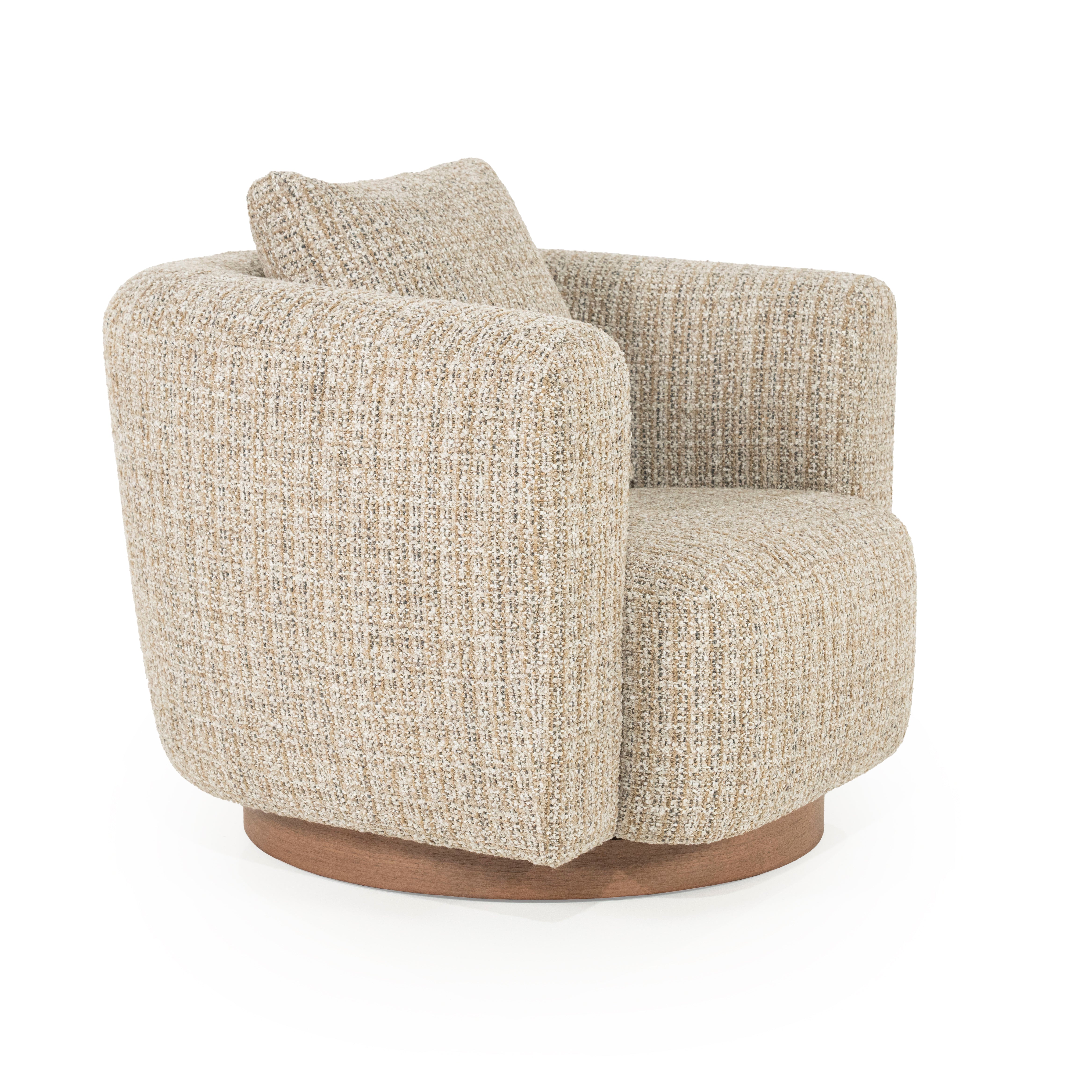 Draaistoel JORDAN beige met houten basis