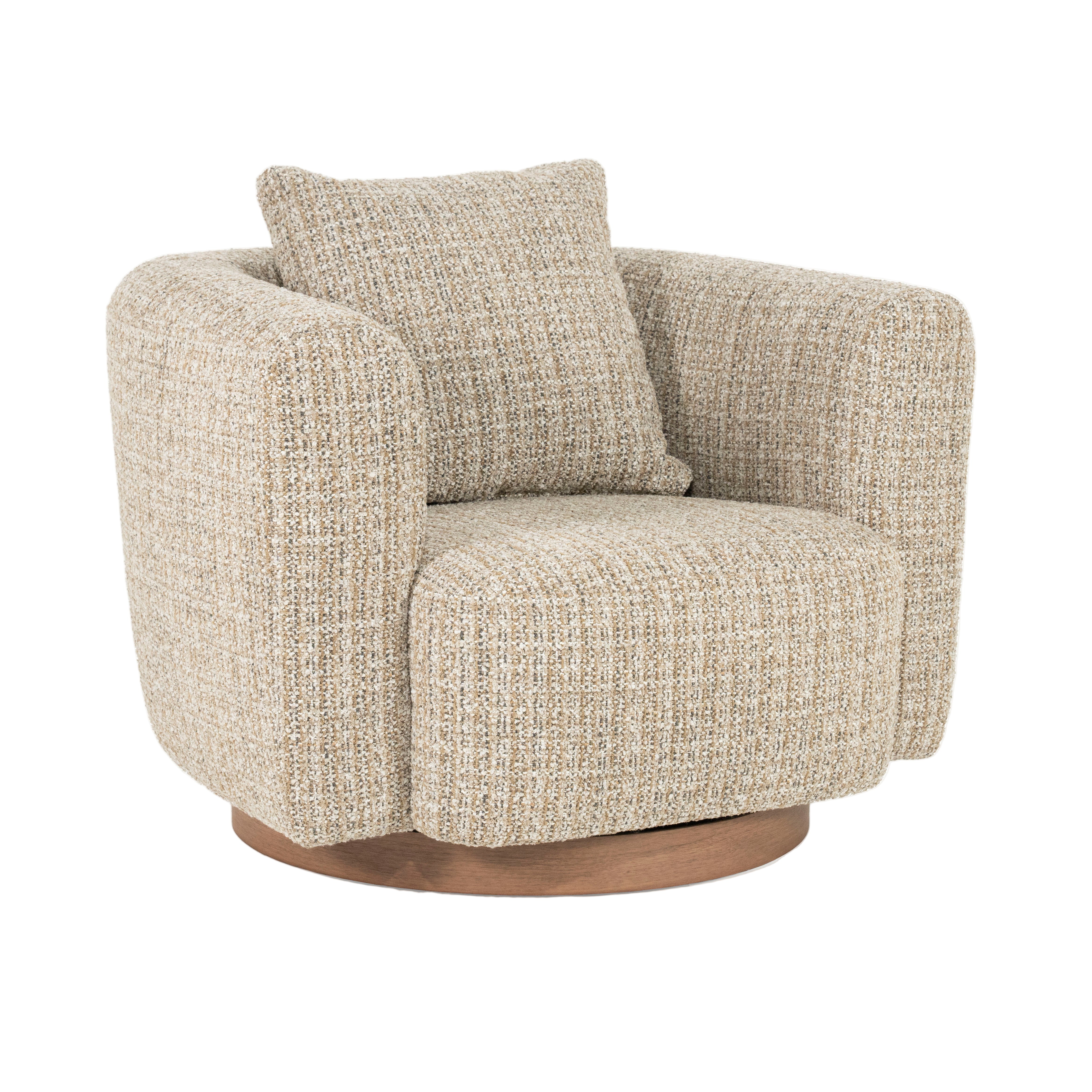 Draaistoel JORDAN beige met houten basis