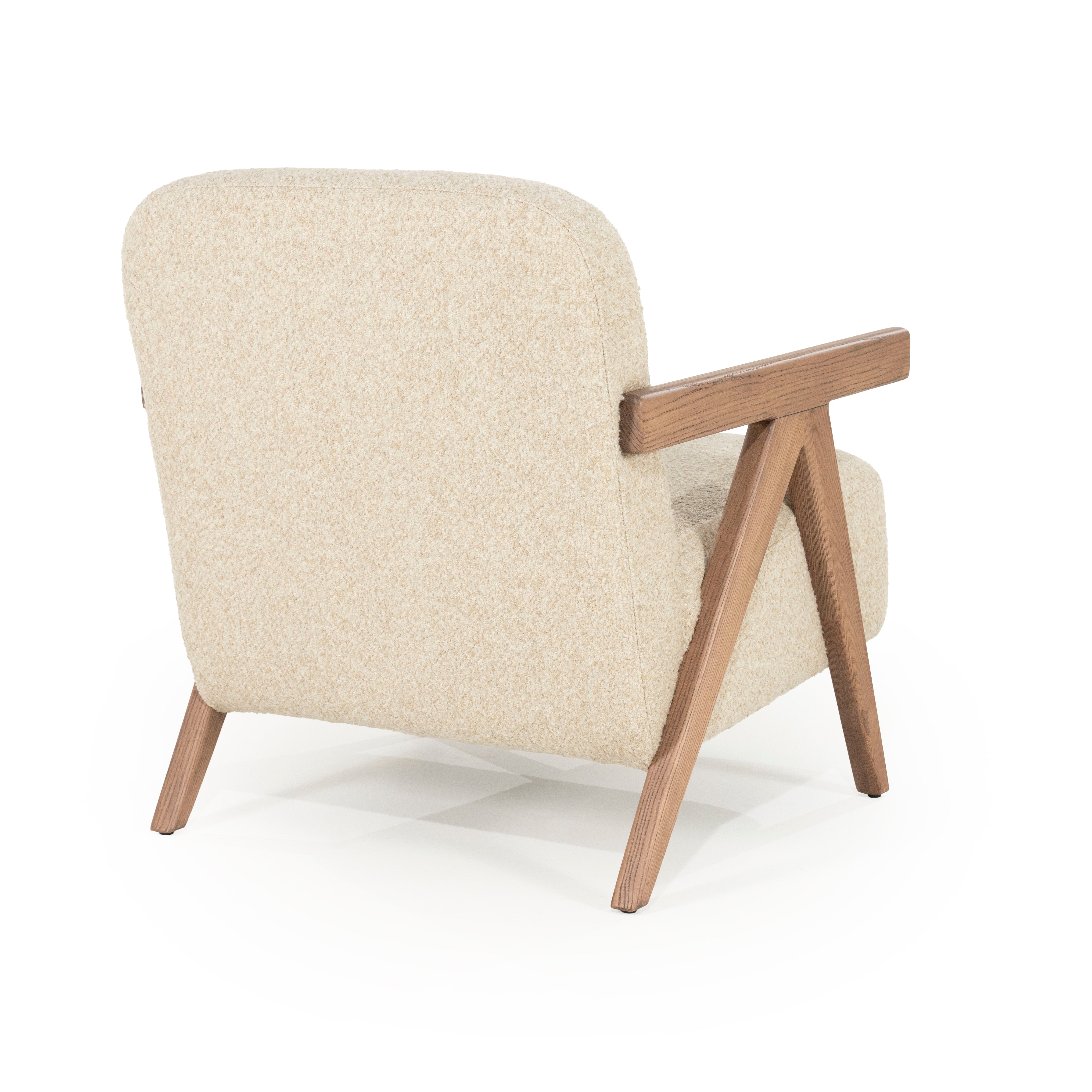 Fauteuil FRANCIS beige met houten basis