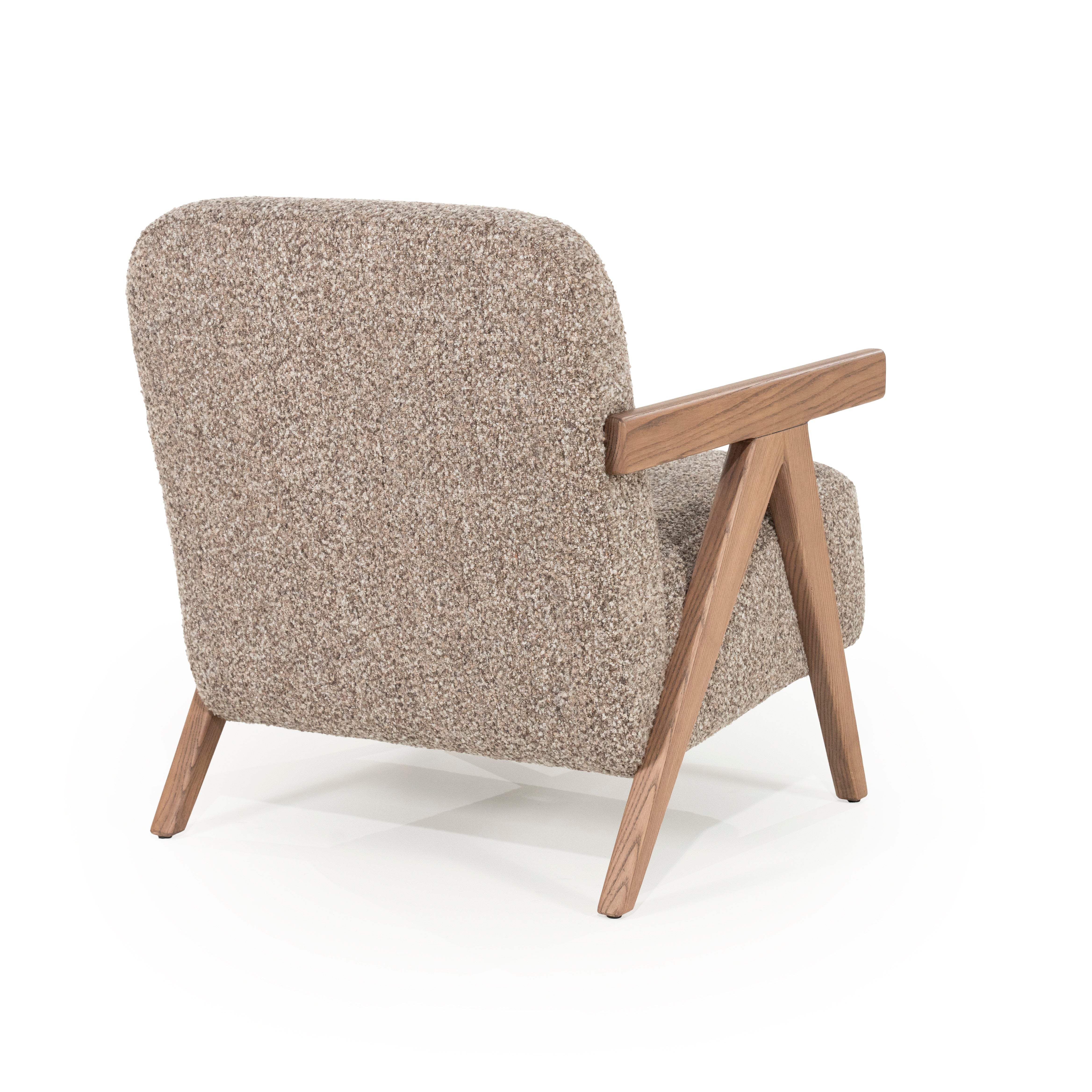 Fauteuil FRANCIS donkerbeige met houten basis
