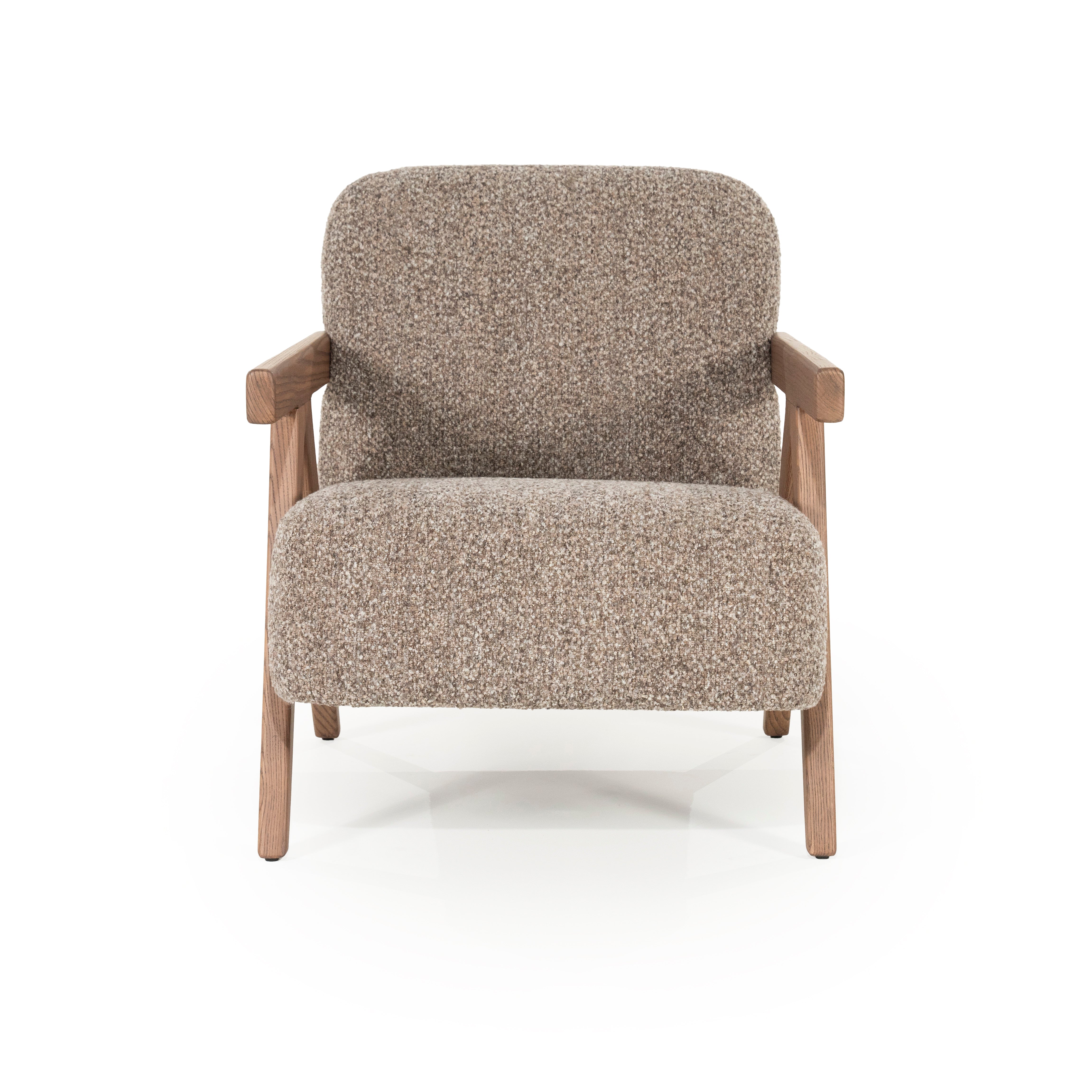 Fauteuil FRANCIS donkerbeige met houten basis