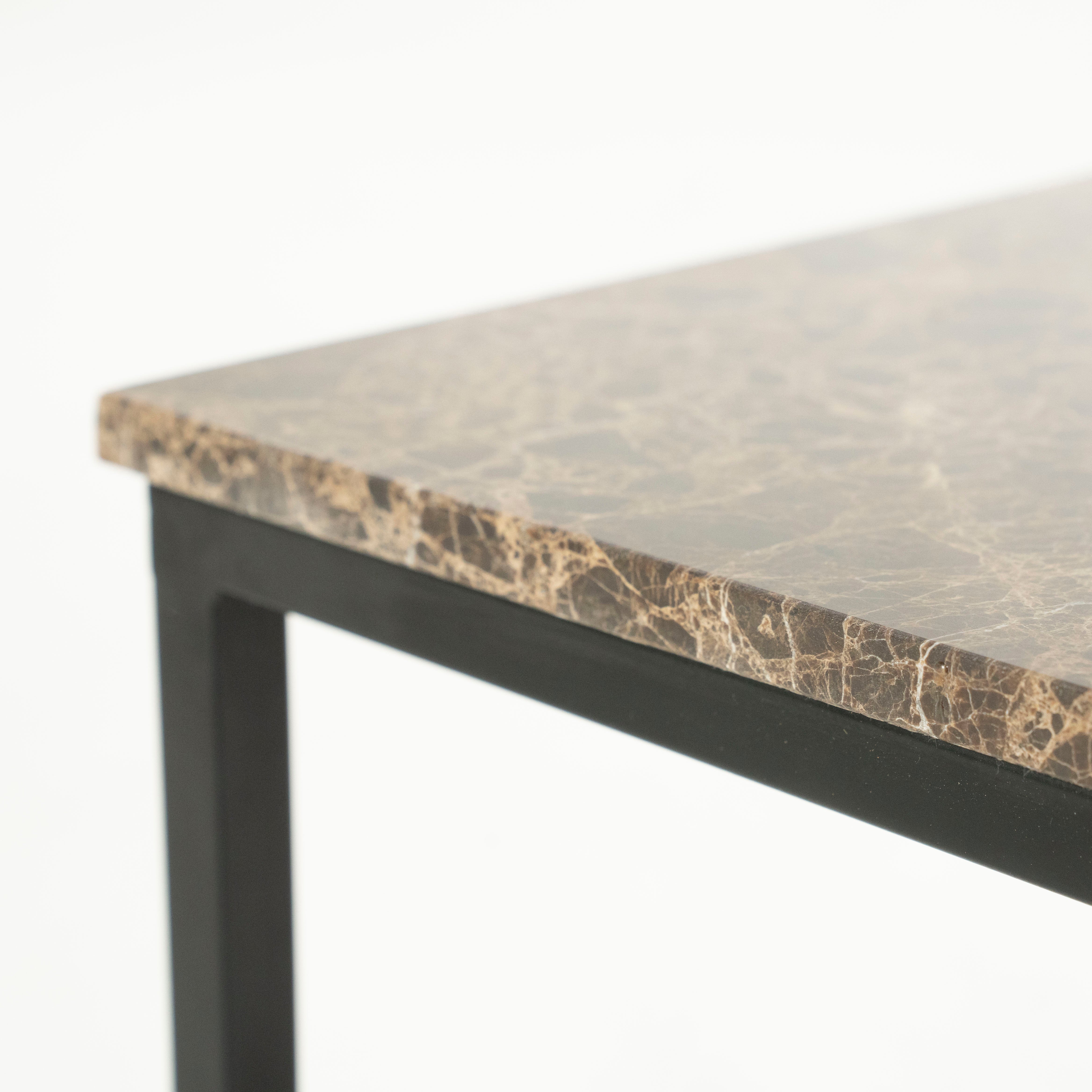 Beistelltisch RICO dunkelbraun Marmor mit Metallbasis