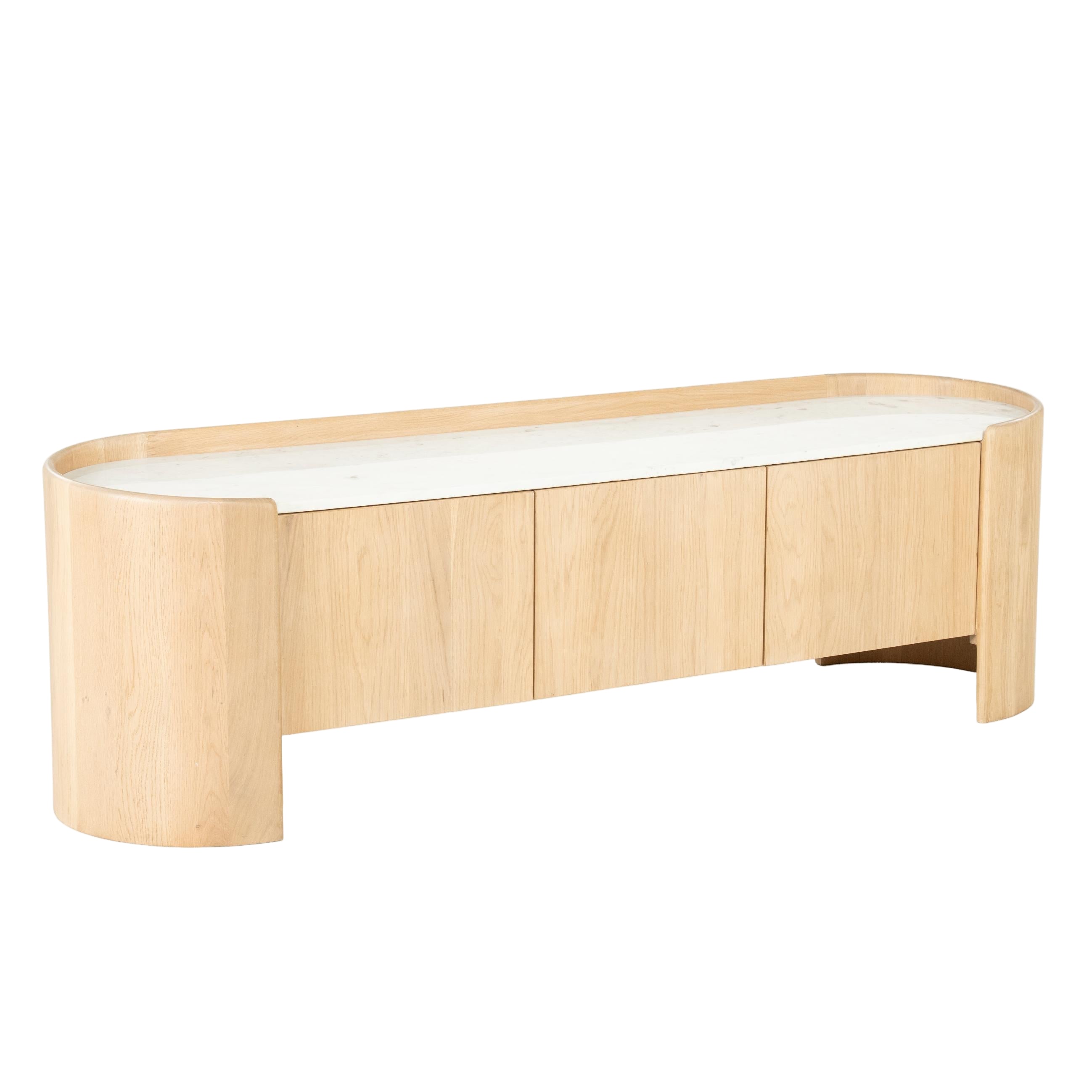 RTV-kast DON van eikenhout met marmeren blad