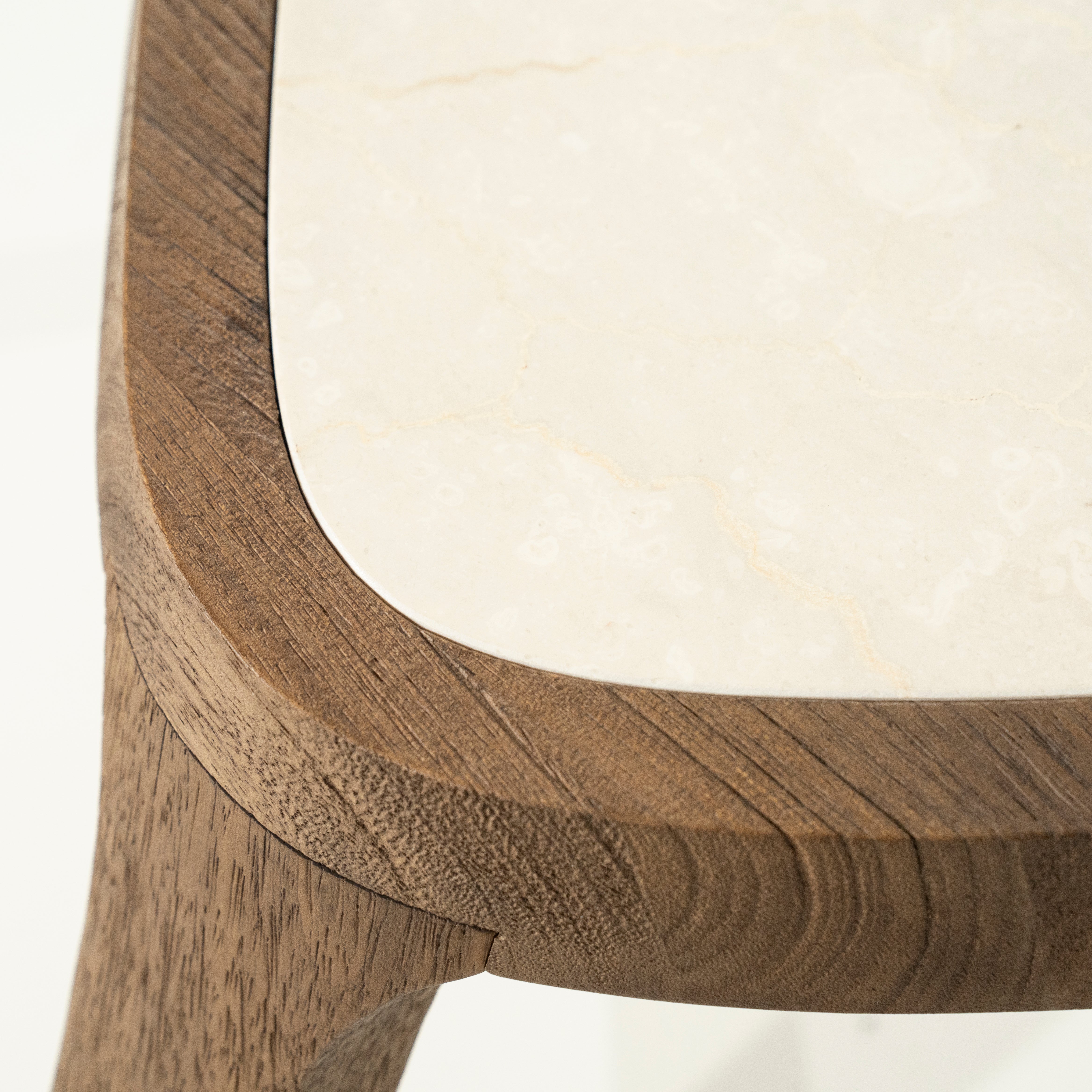 Beistelltisch FRED cremefarbener Marmor mit Holzgestell