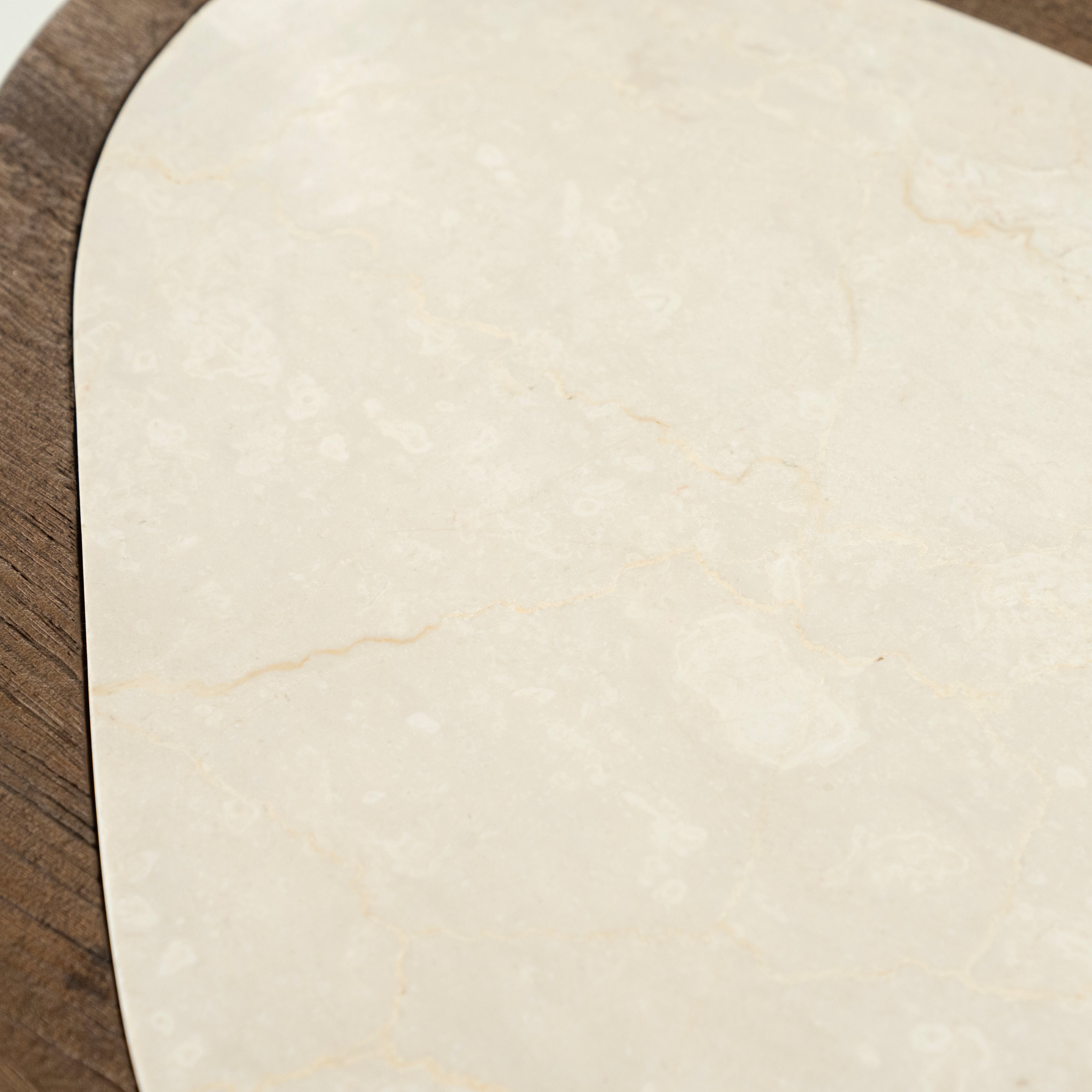 Beistelltisch FRED cremefarbener Marmor mit Holzgestell