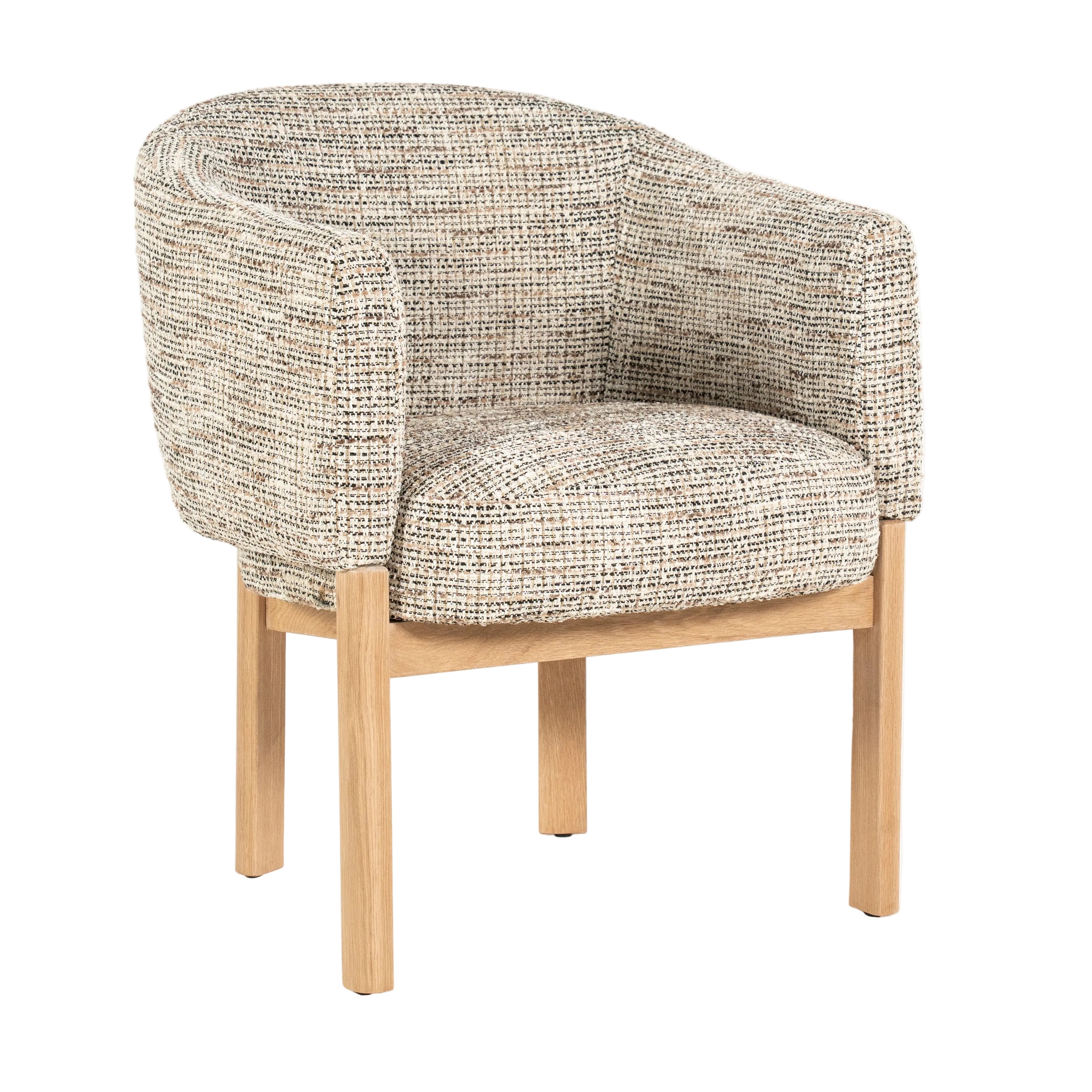 Fauteuil MICHA taupe met eiken basis