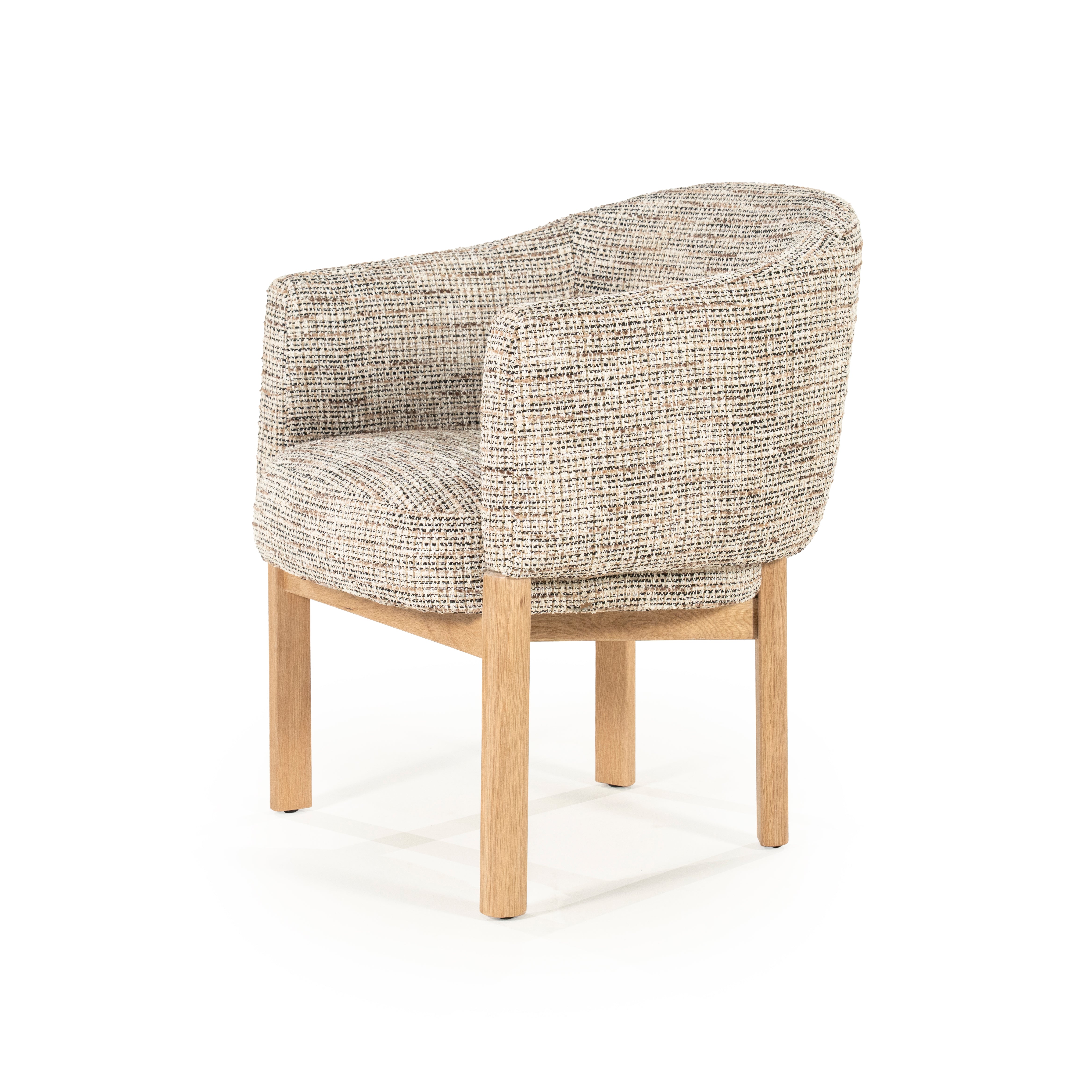 Fauteuil MICHA taupe met eiken basis
