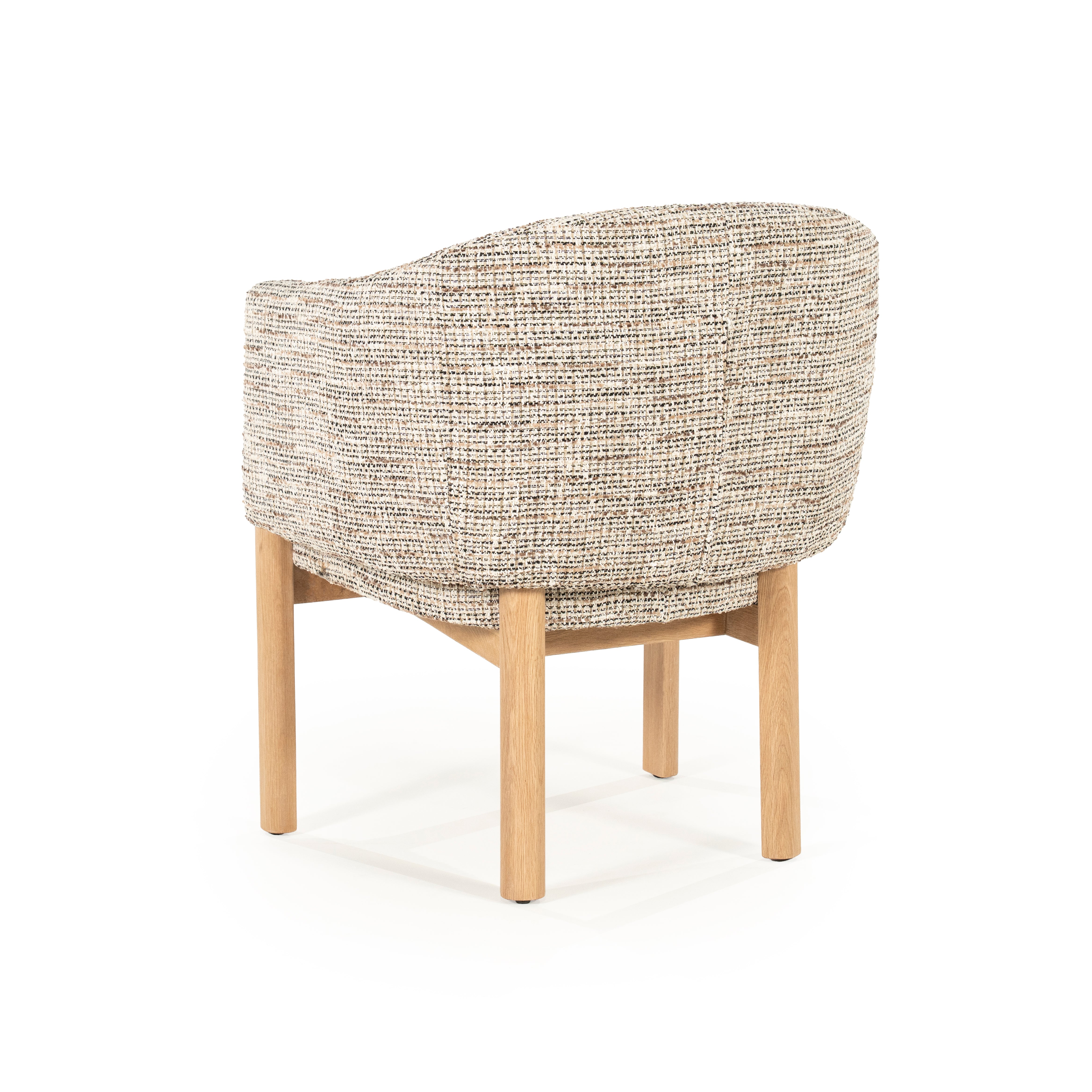 Fauteuil MICHA taupe met eiken basis