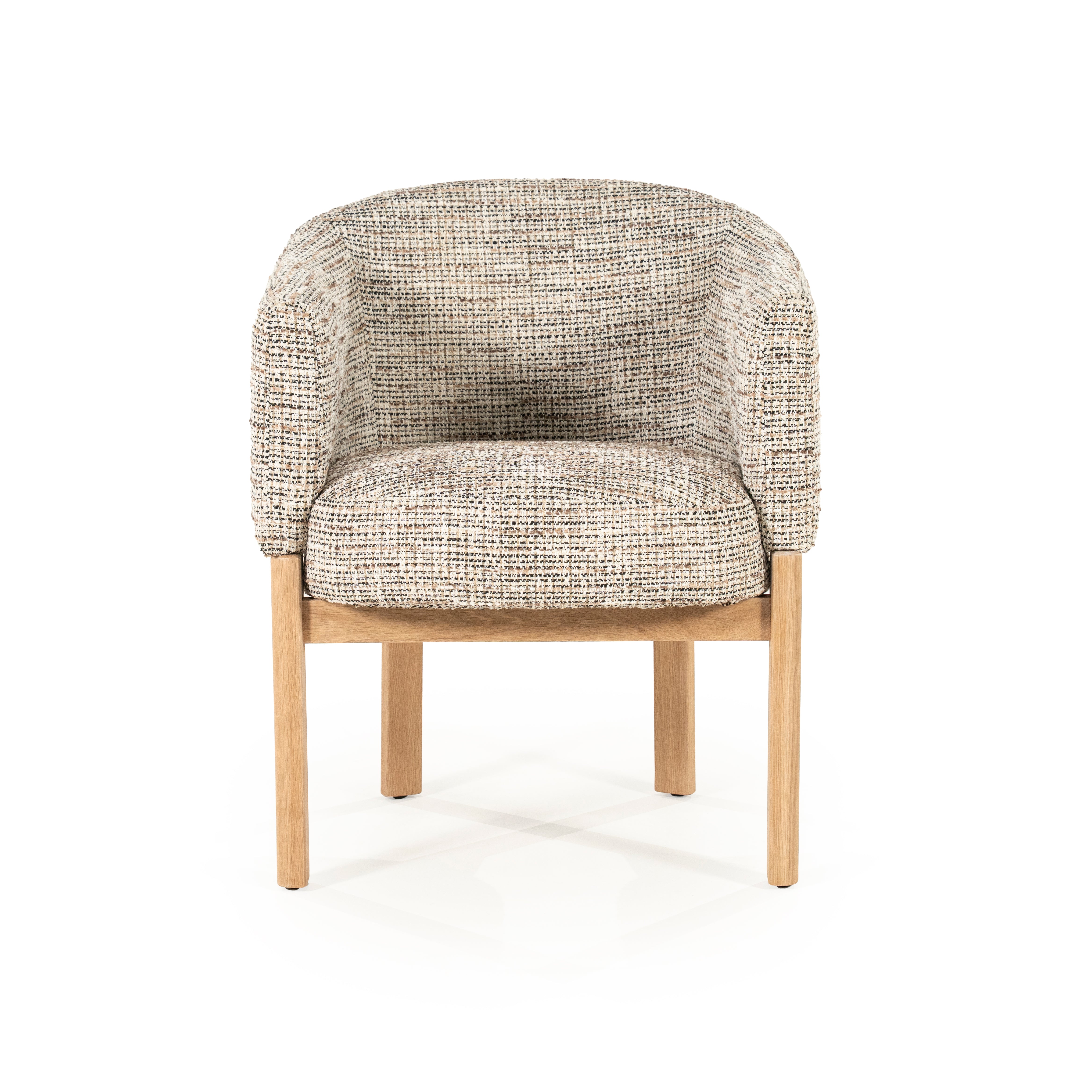 Fauteuil MICHA taupe met eiken basis