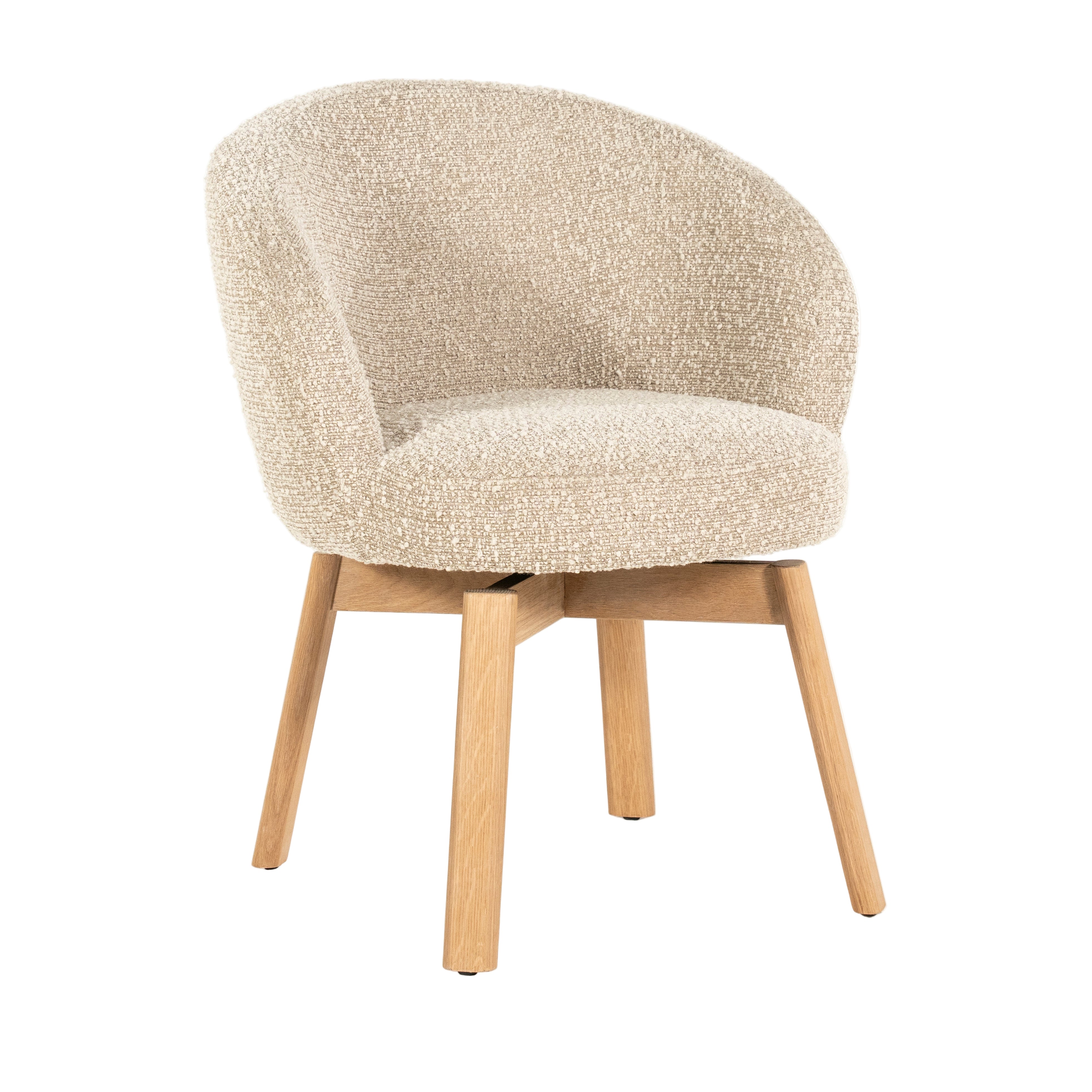 Draaistoel LIVIA beige met houten basis