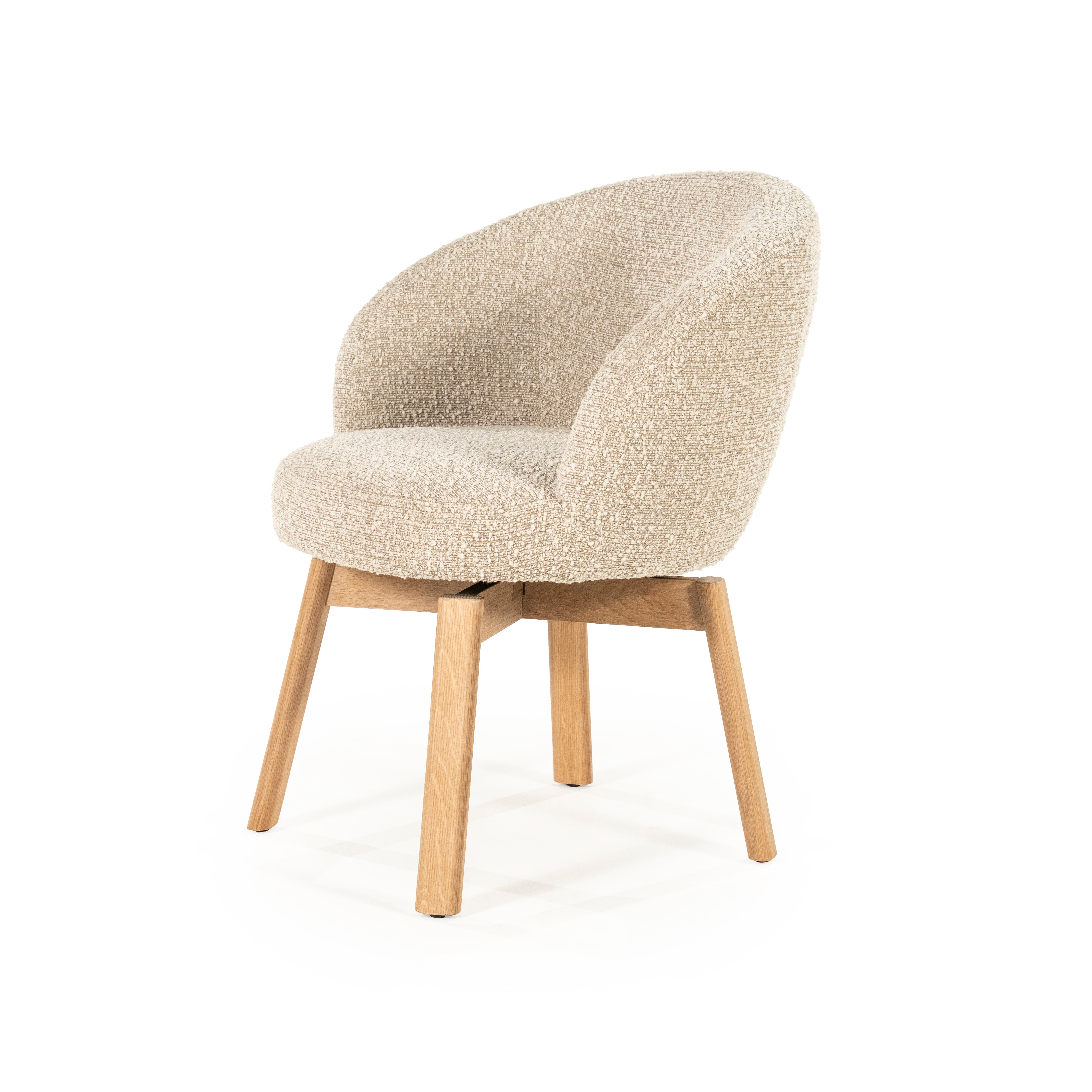 Draaistoel LIVIA beige met houten basis