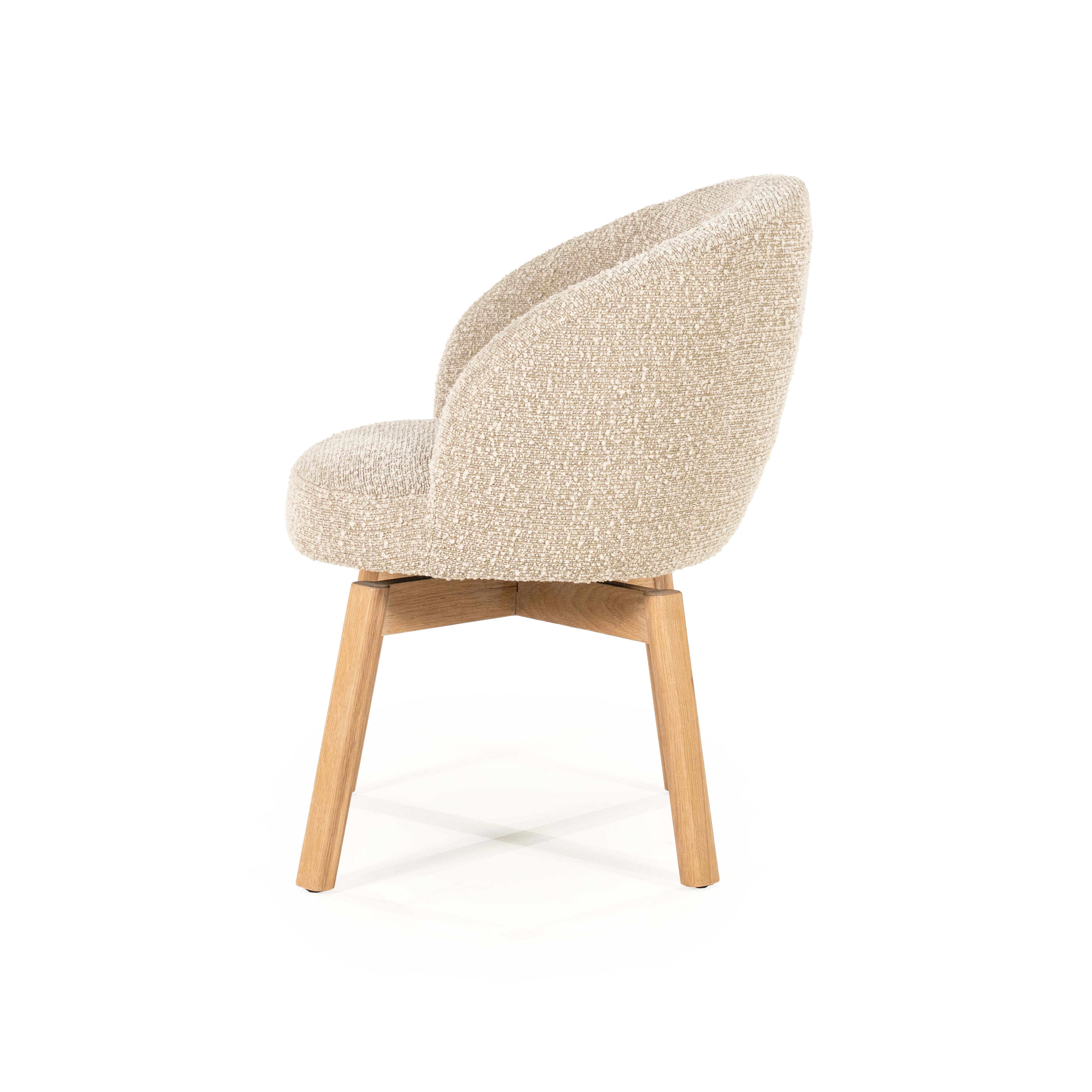 Draaistoel LIVIA beige met houten basis