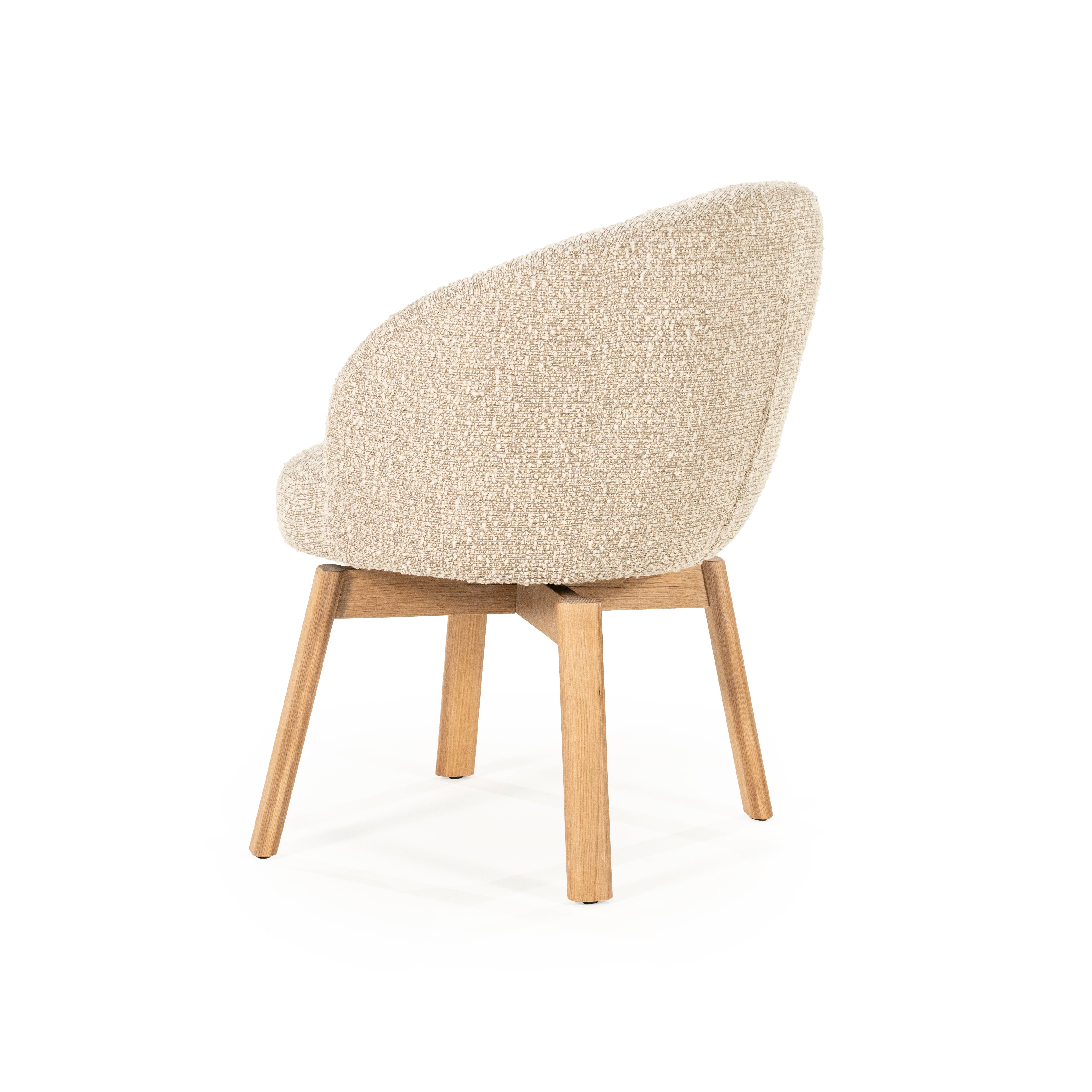 Draaistoel LIVIA beige met houten basis