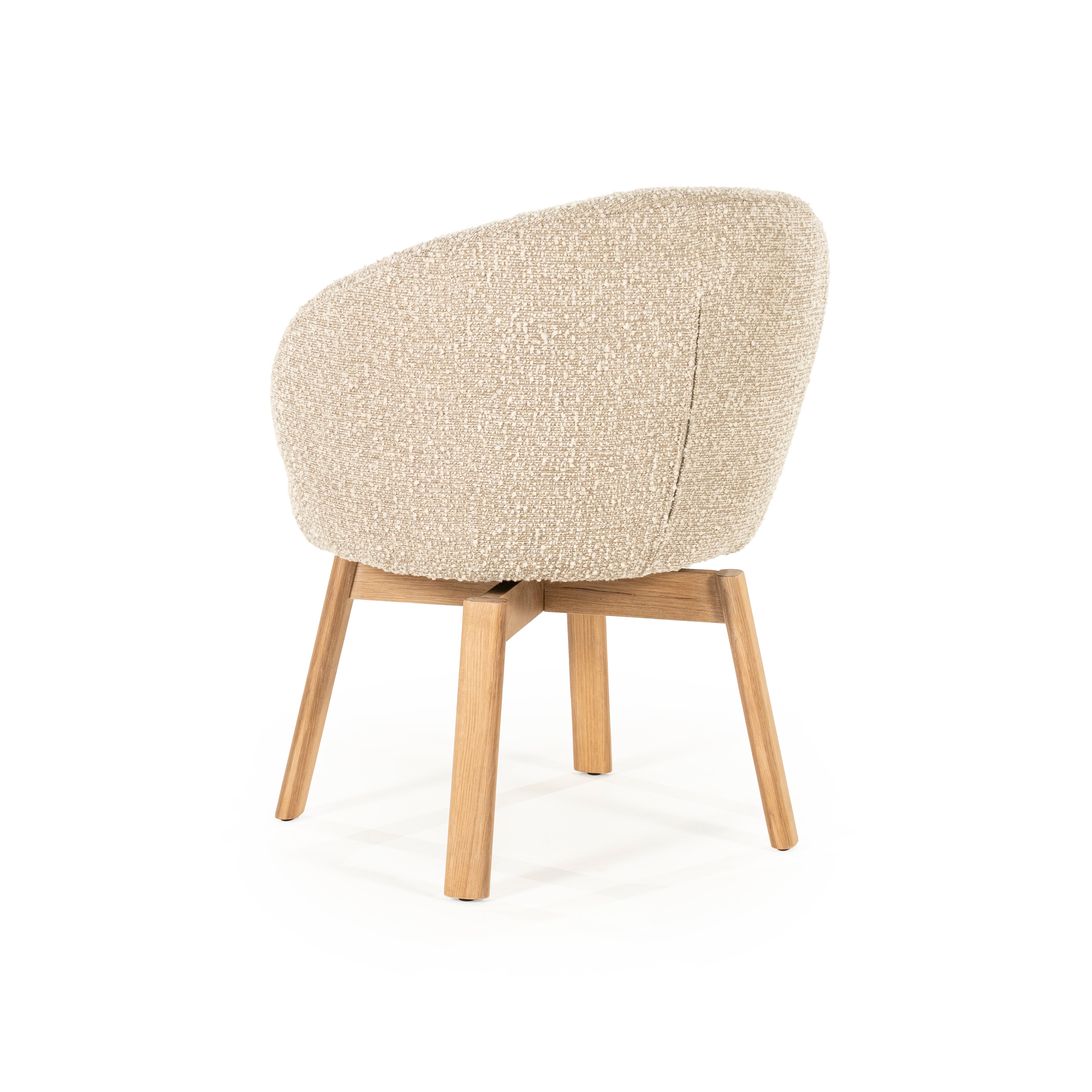 Draaistoel LIVIA beige met houten basis