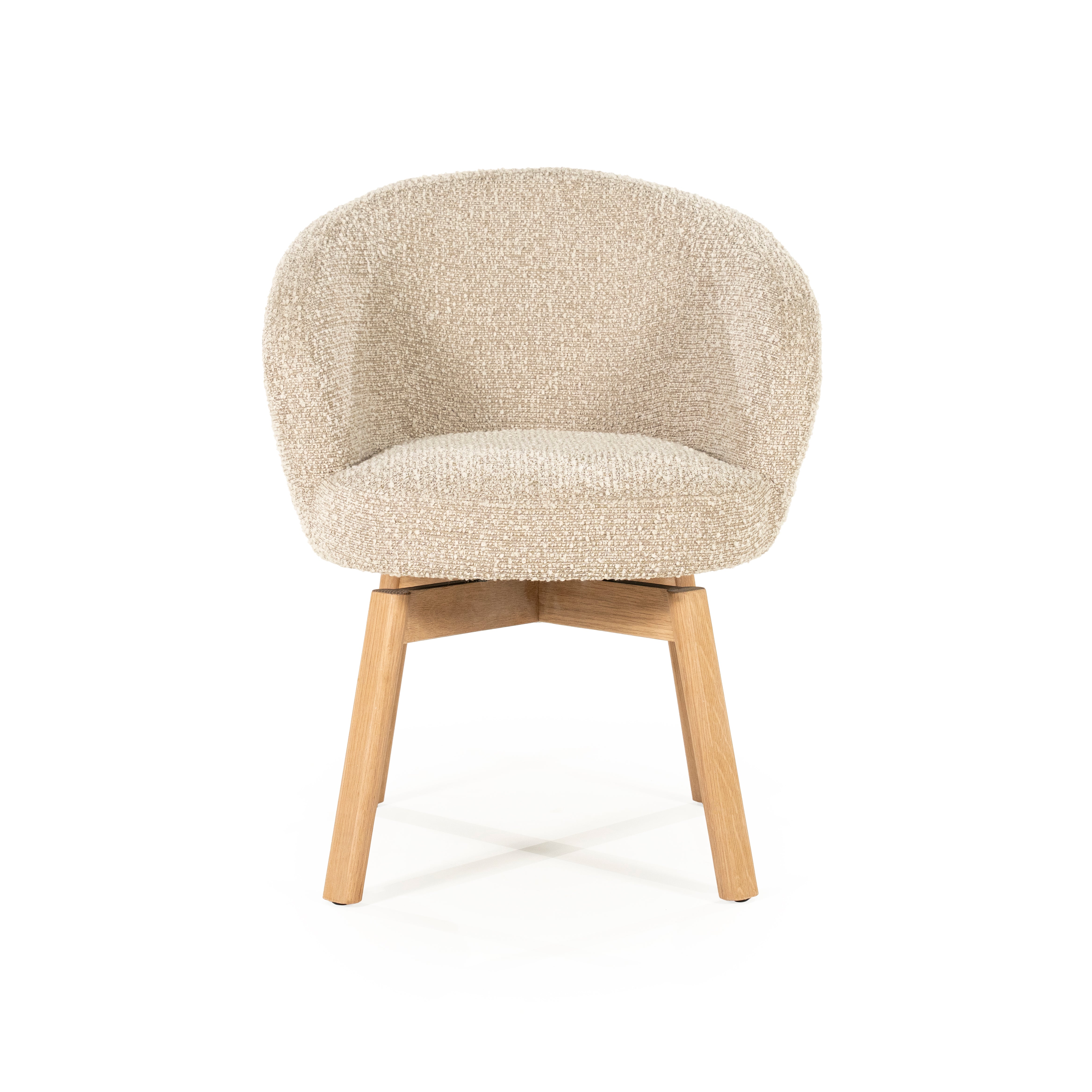 Draaistoel LIVIA beige met houten basis