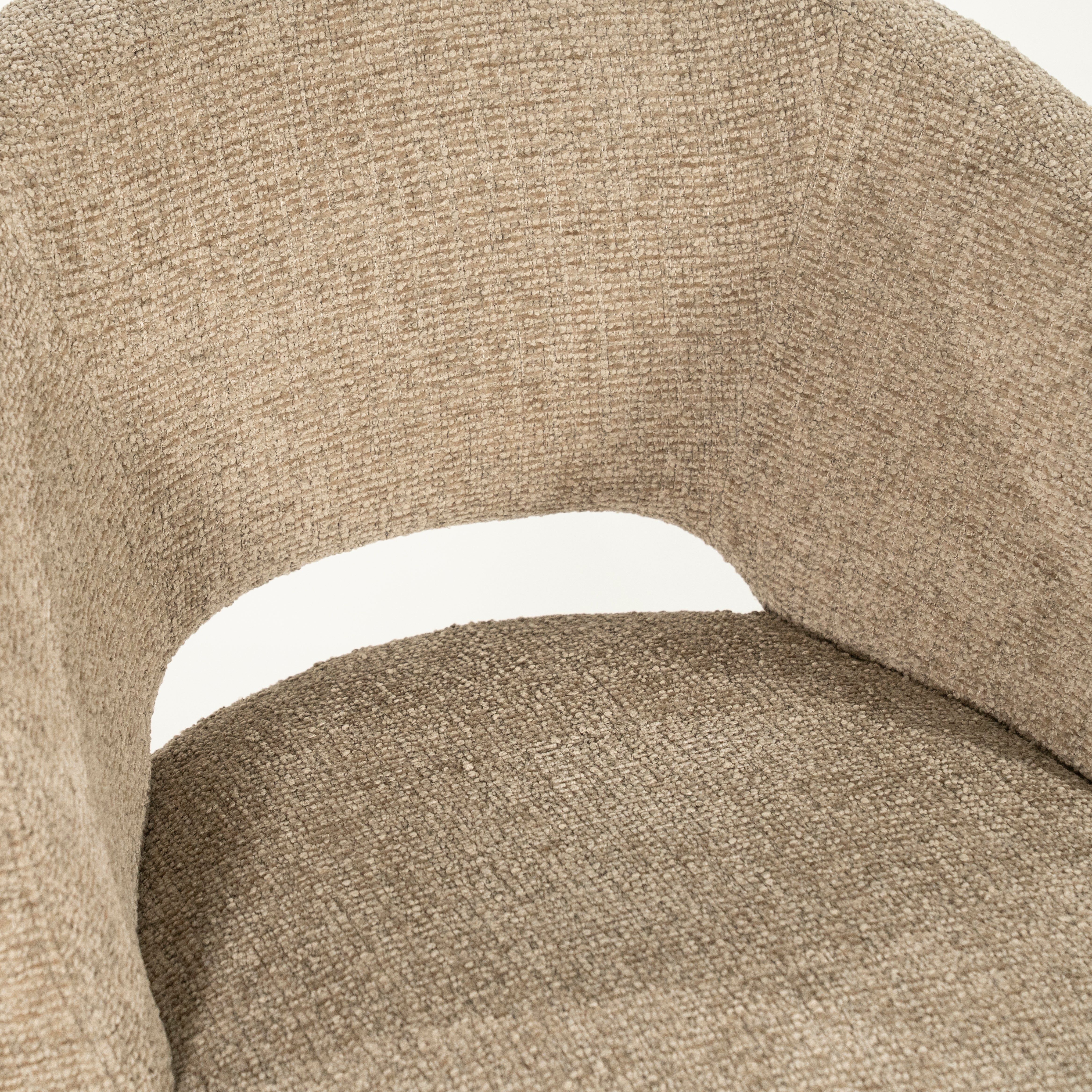 ALISSA taupe swivel chair with dark brown base