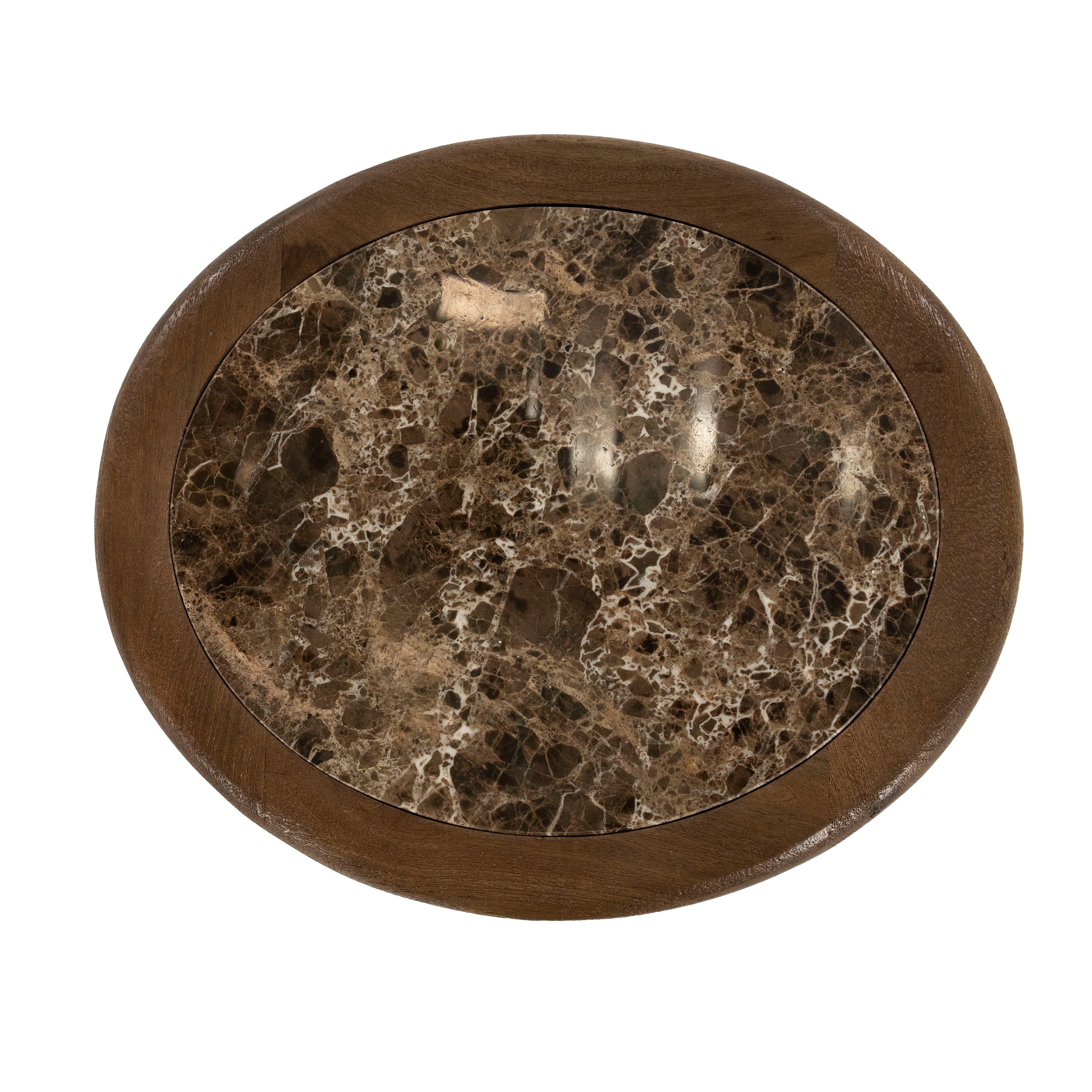 Zijtafel VITO bruin marmer met houten basis