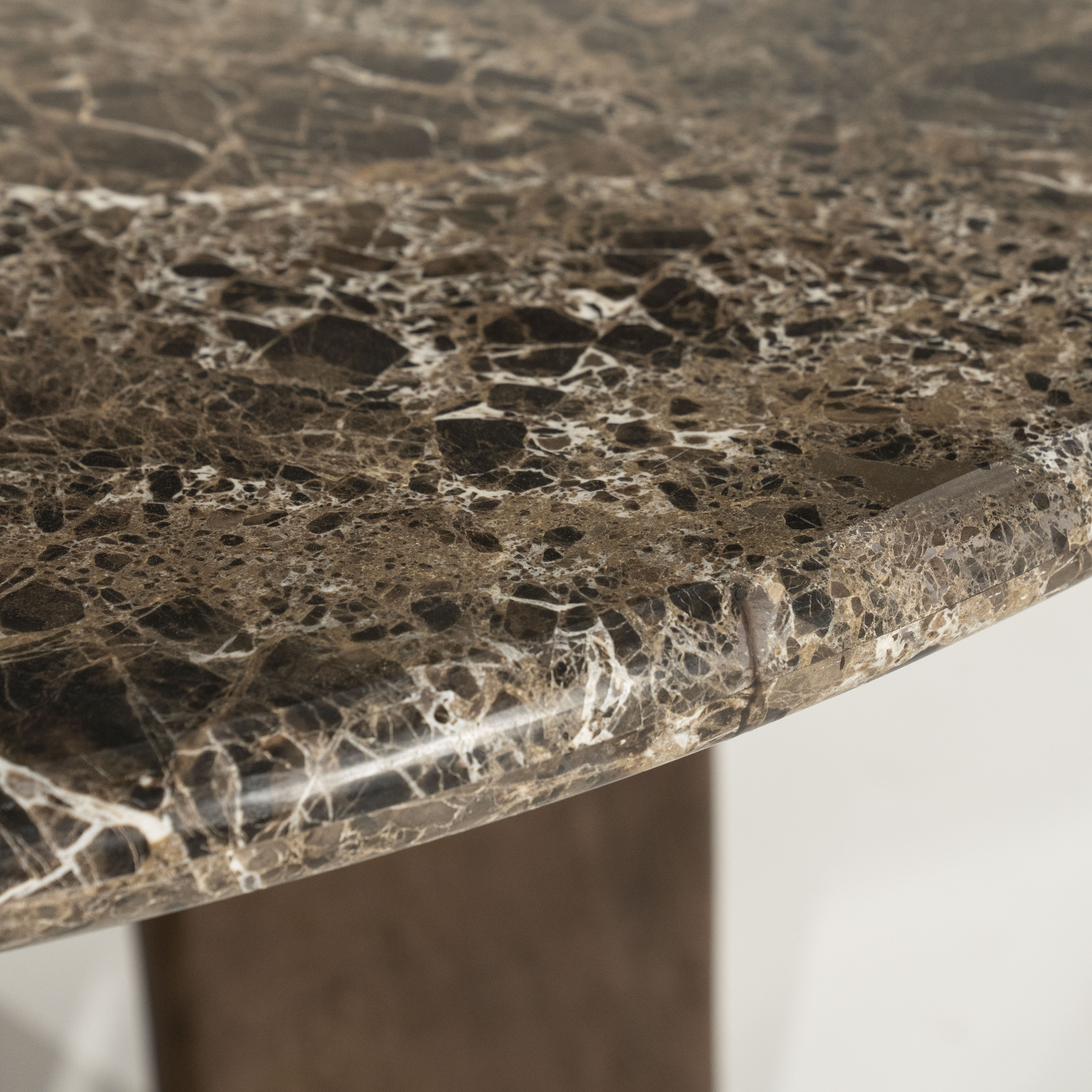 LANDO table dark brown marble with wooden base