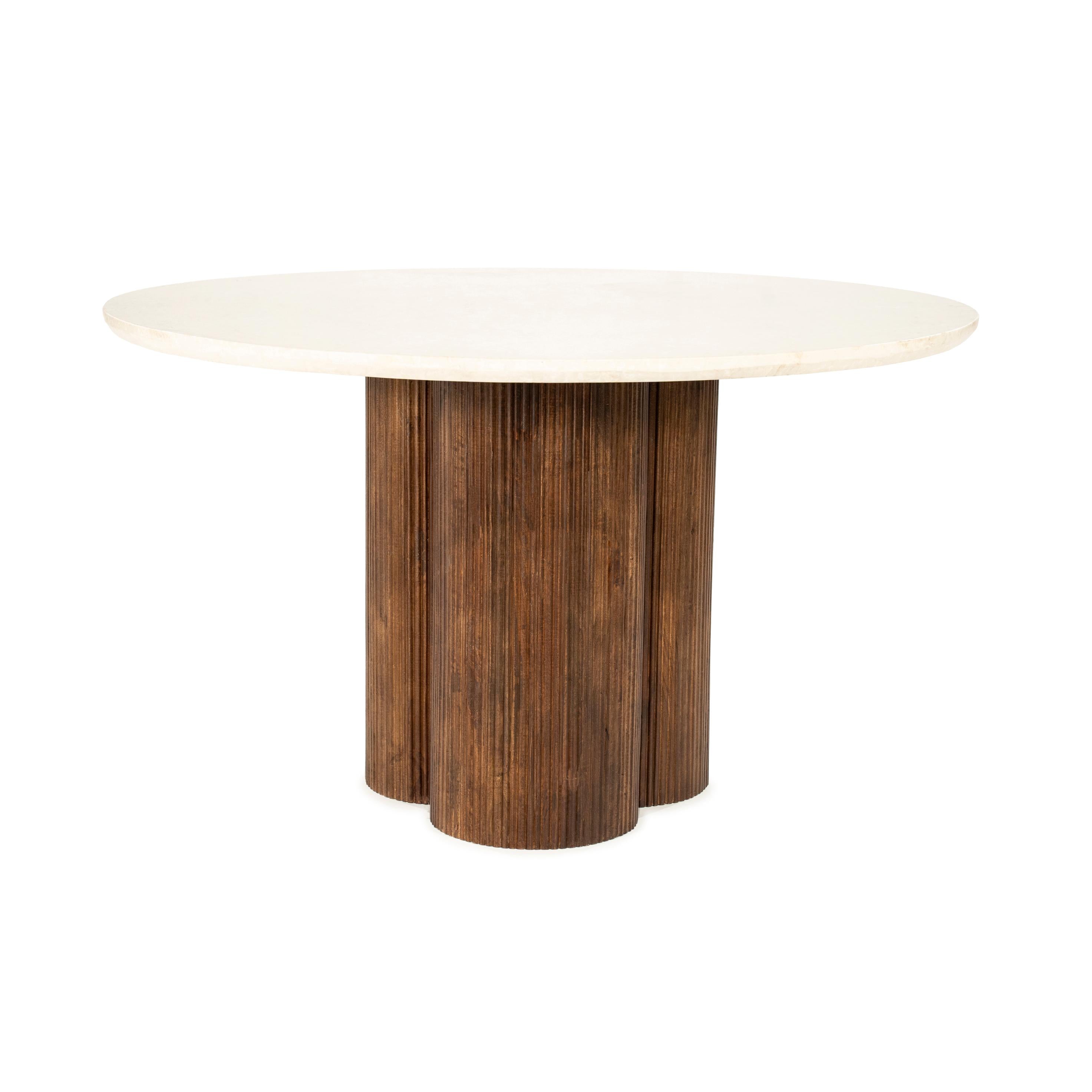 Ronde tafel XANNI van Botticion marmer met mango-hout