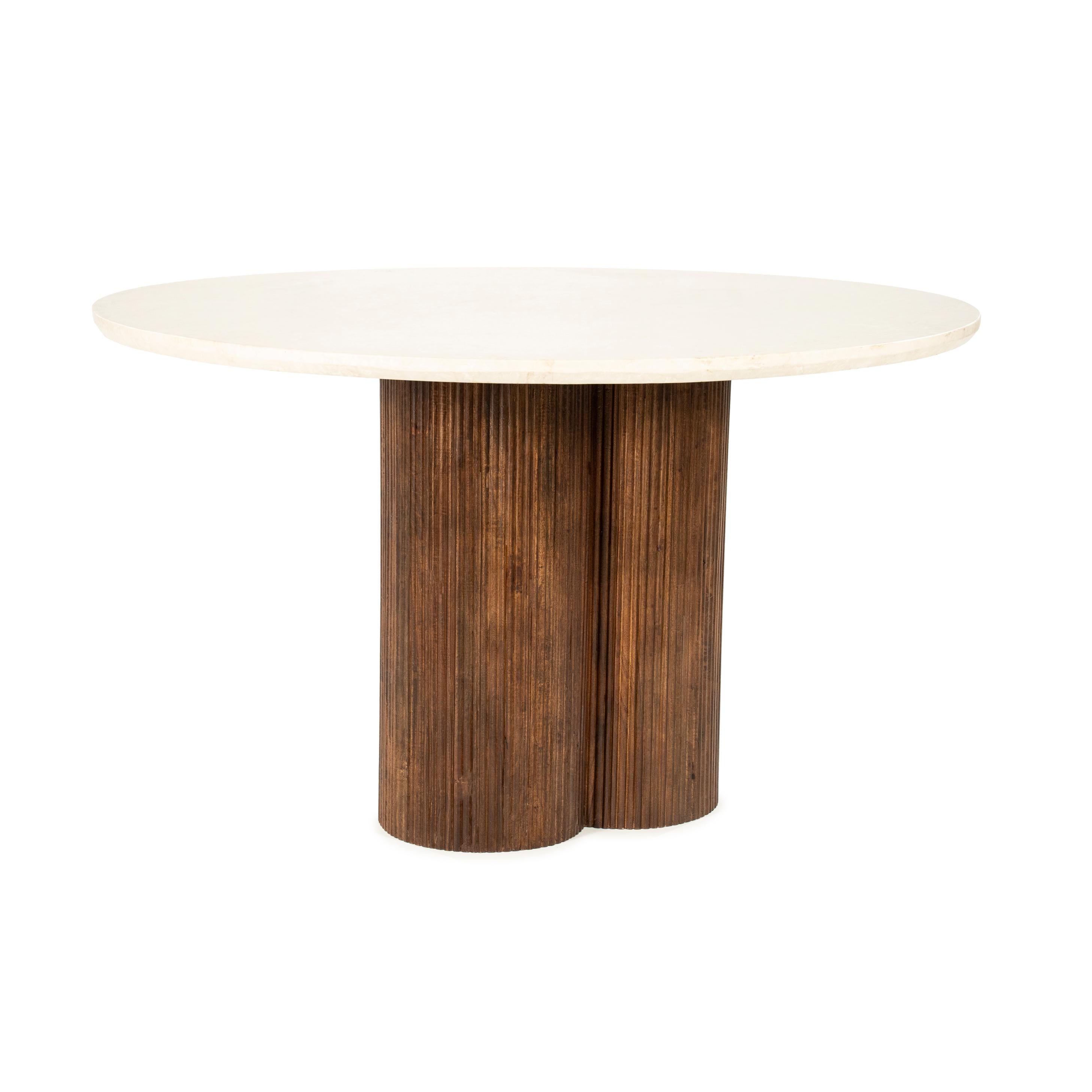 Ronde tafel XANNI van Botticion marmer met mango-hout