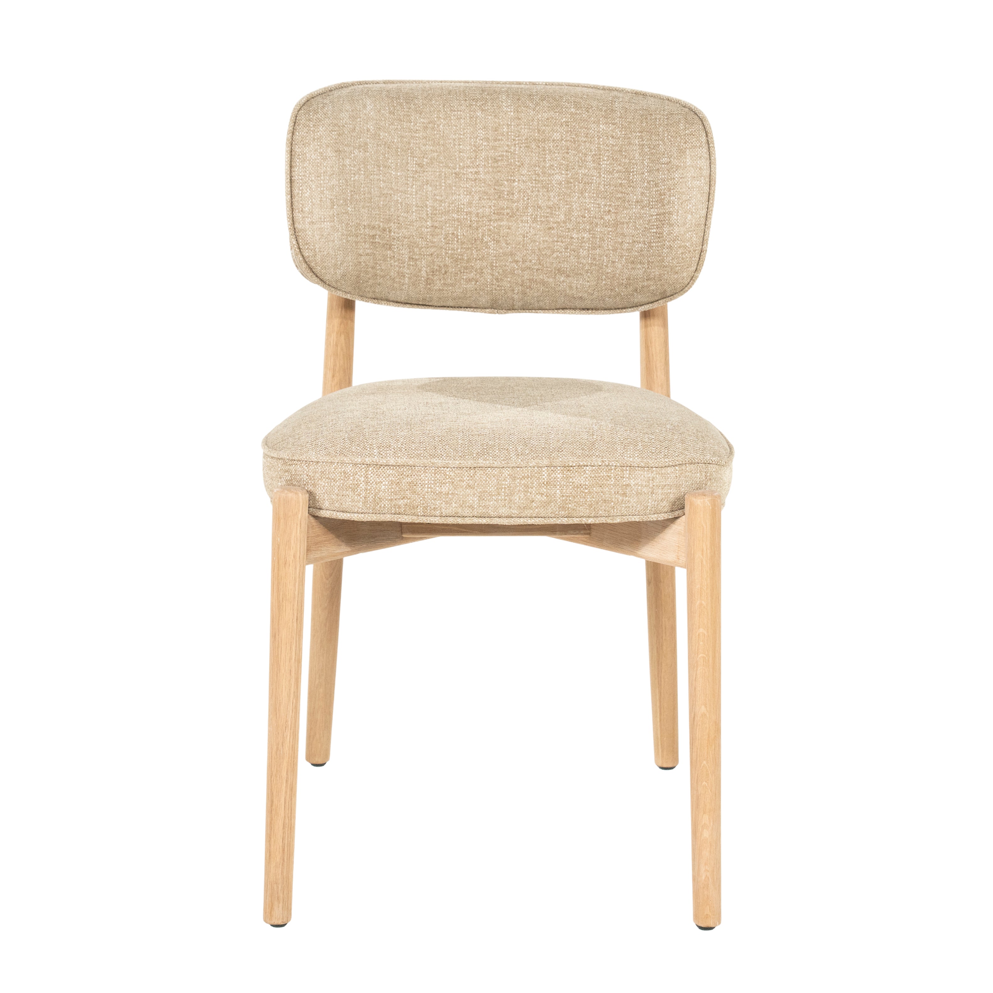 Beige RUNE stoel met een lichte eiken basis