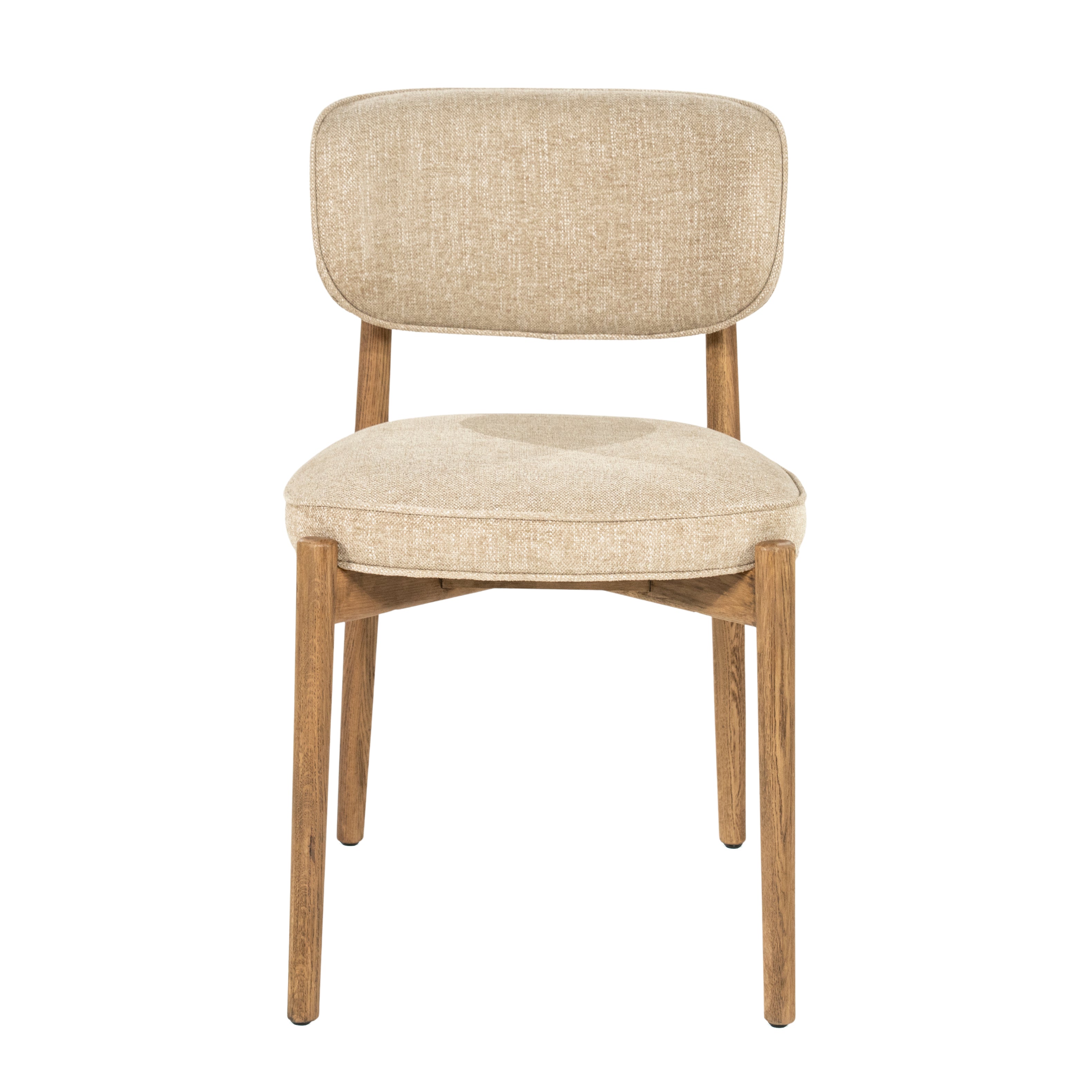 Beige RUNE stoel met een eikenhouten basis