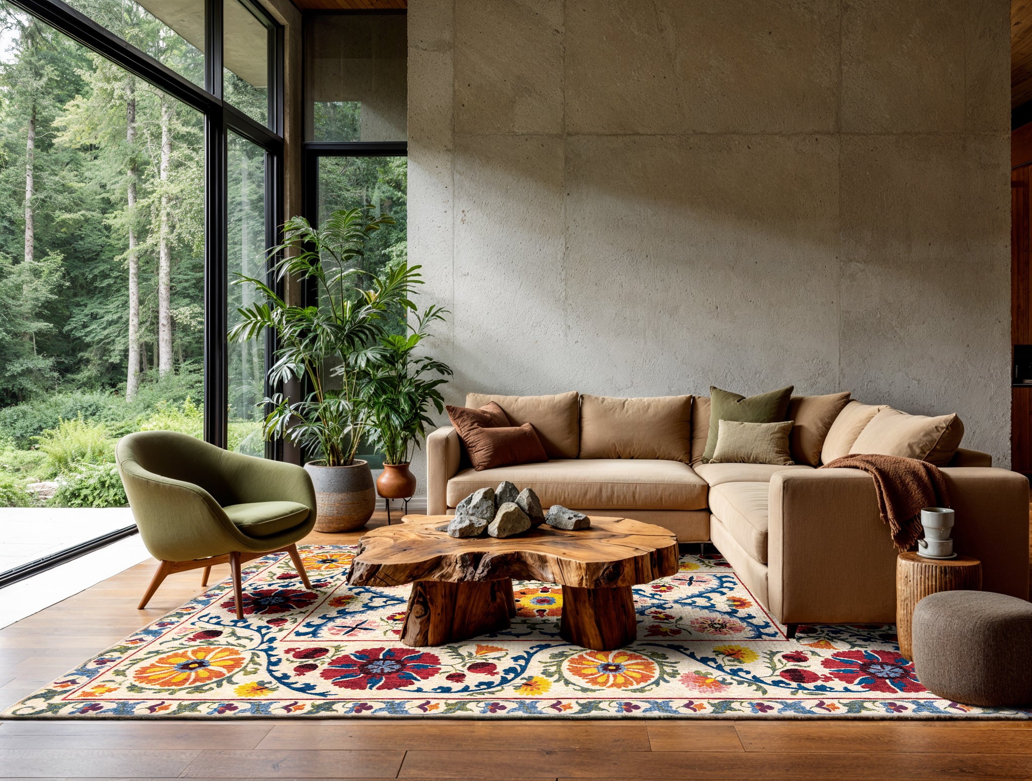 Teppich SUZANI ORIGINE beige mit Orange