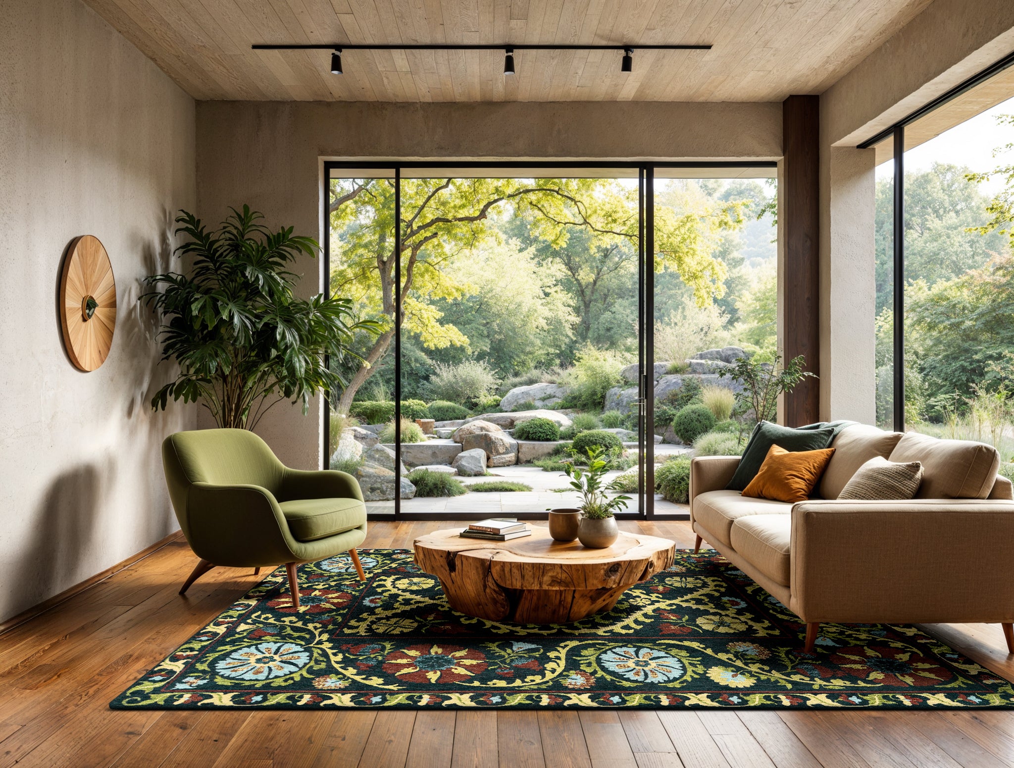 Teppich SUZANI BAVARIA schwarz mit Gelb und Grün