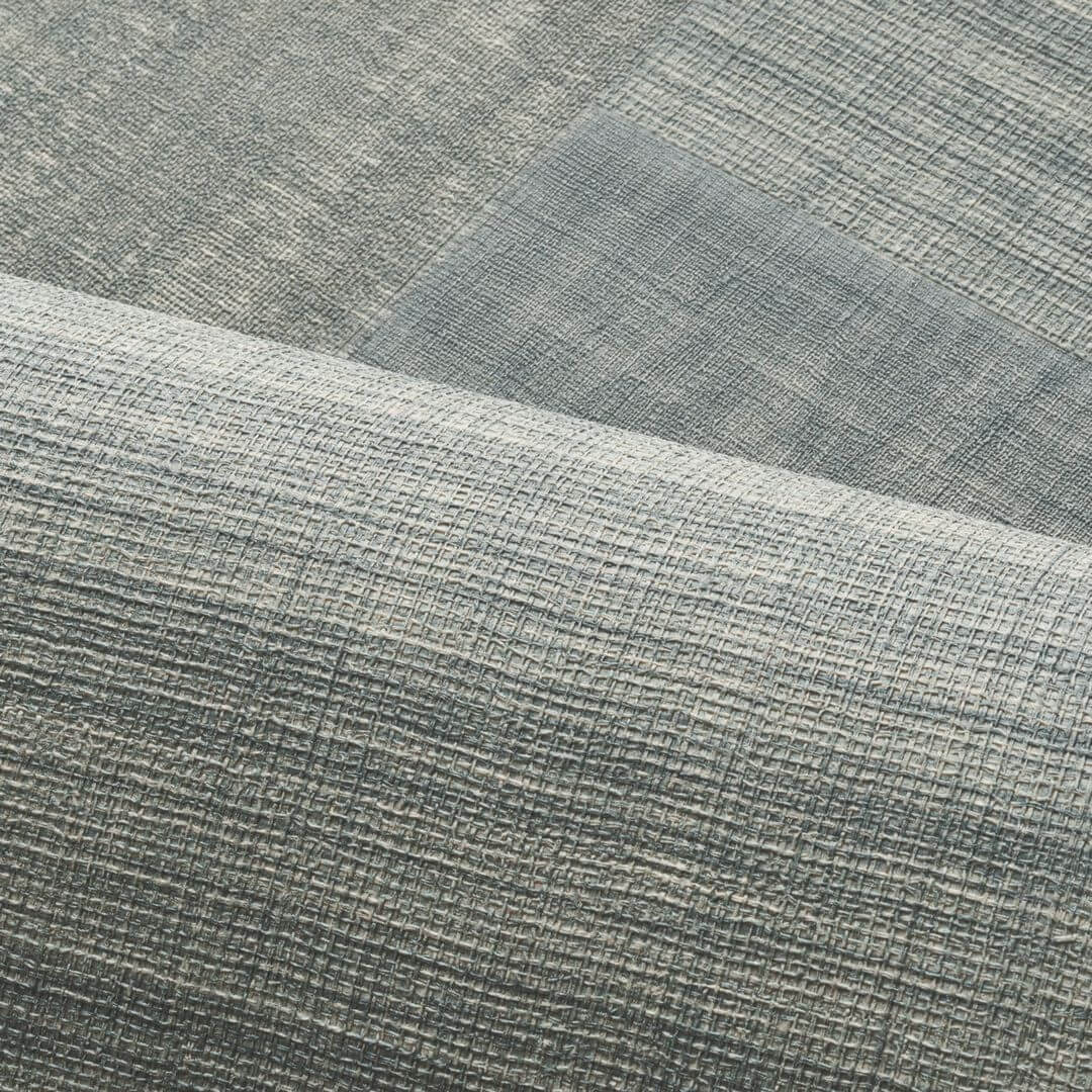 Geometrische Struktur-Tapete Patchwork, die Stoff imitiert MESTIZO - PIERRE BLEUE grau-blau