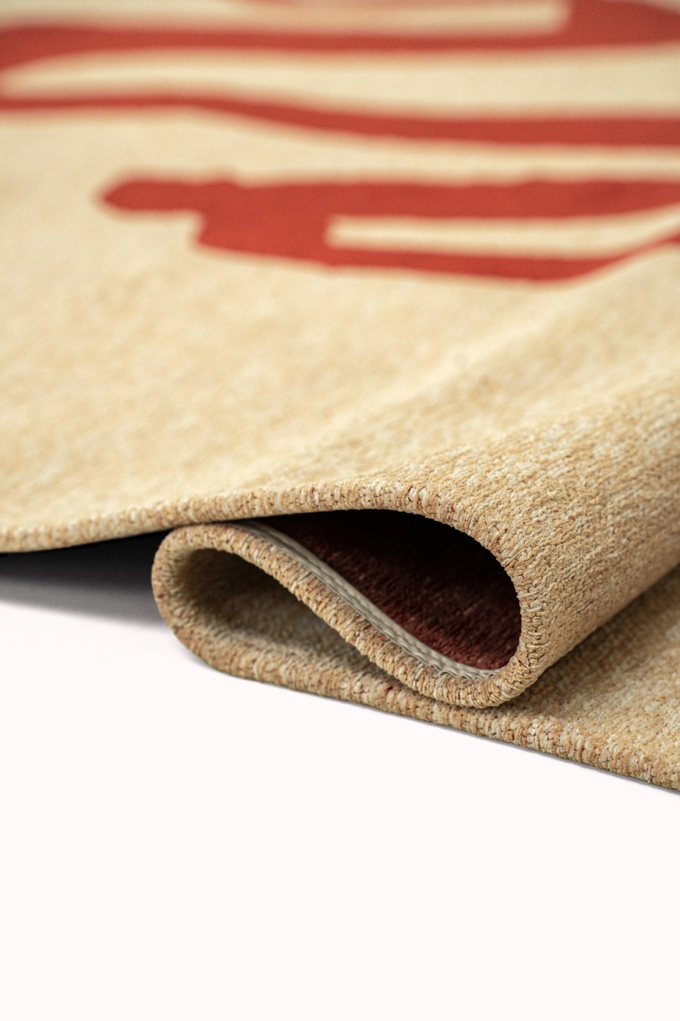 Vloerkleed RIBBON beige met rood