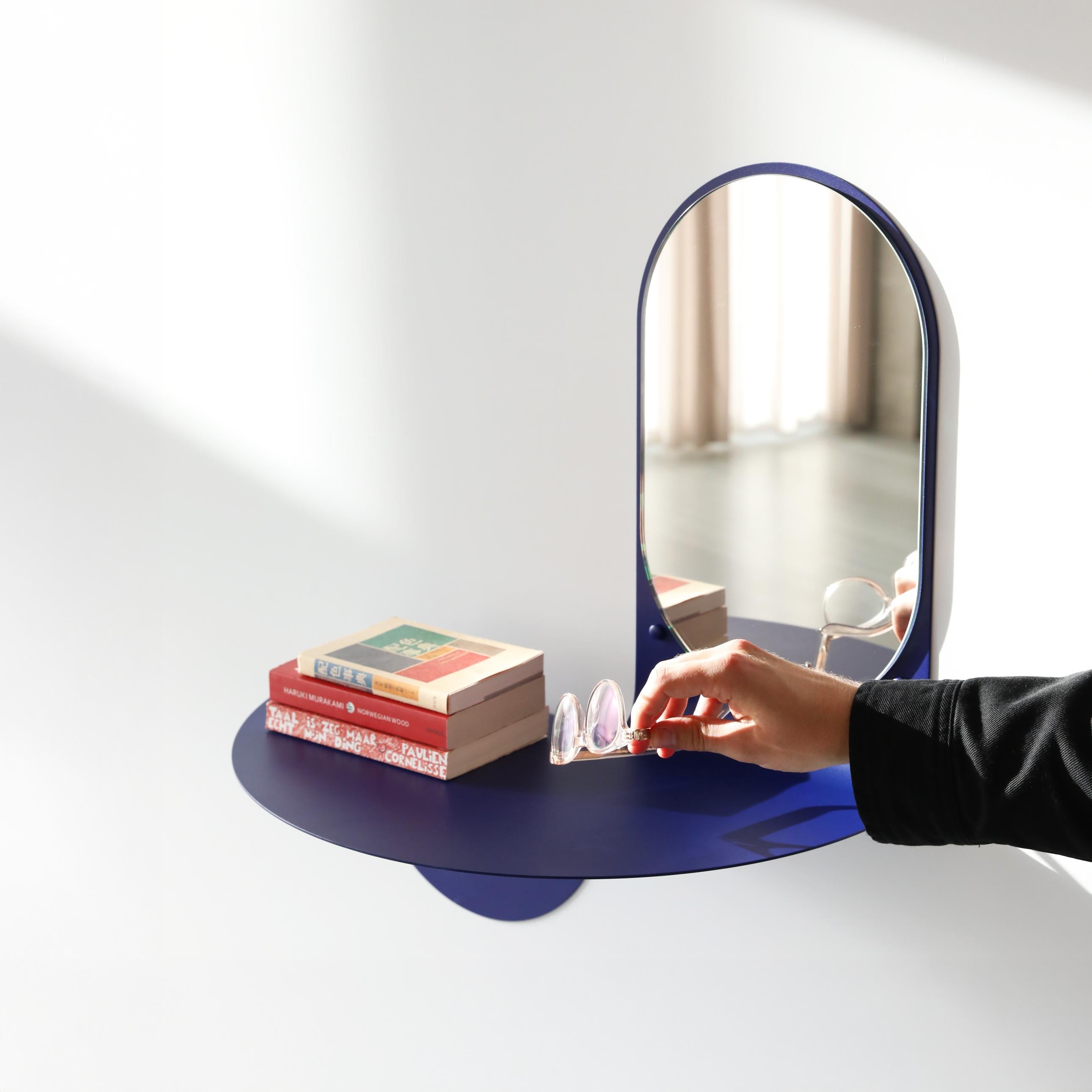 Wandspiegel mit Regal FLIP blau