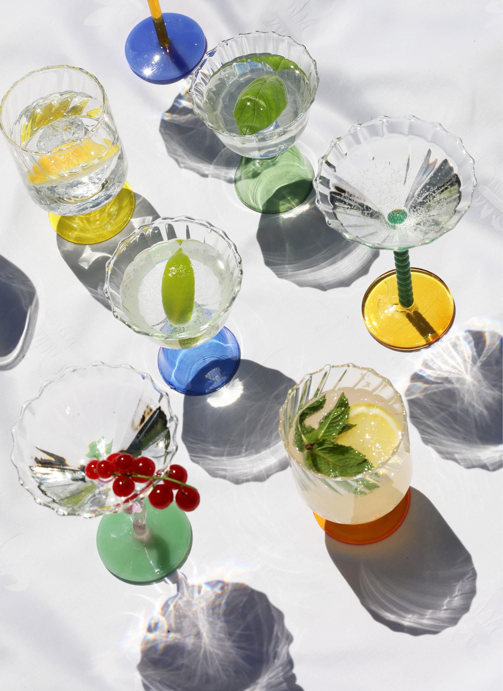 Set van glazen schaaltjes SPIRAAL roze